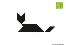 Tangram-Figur „Katze liegend“ Tangram-Vorlage „Katze liegend“