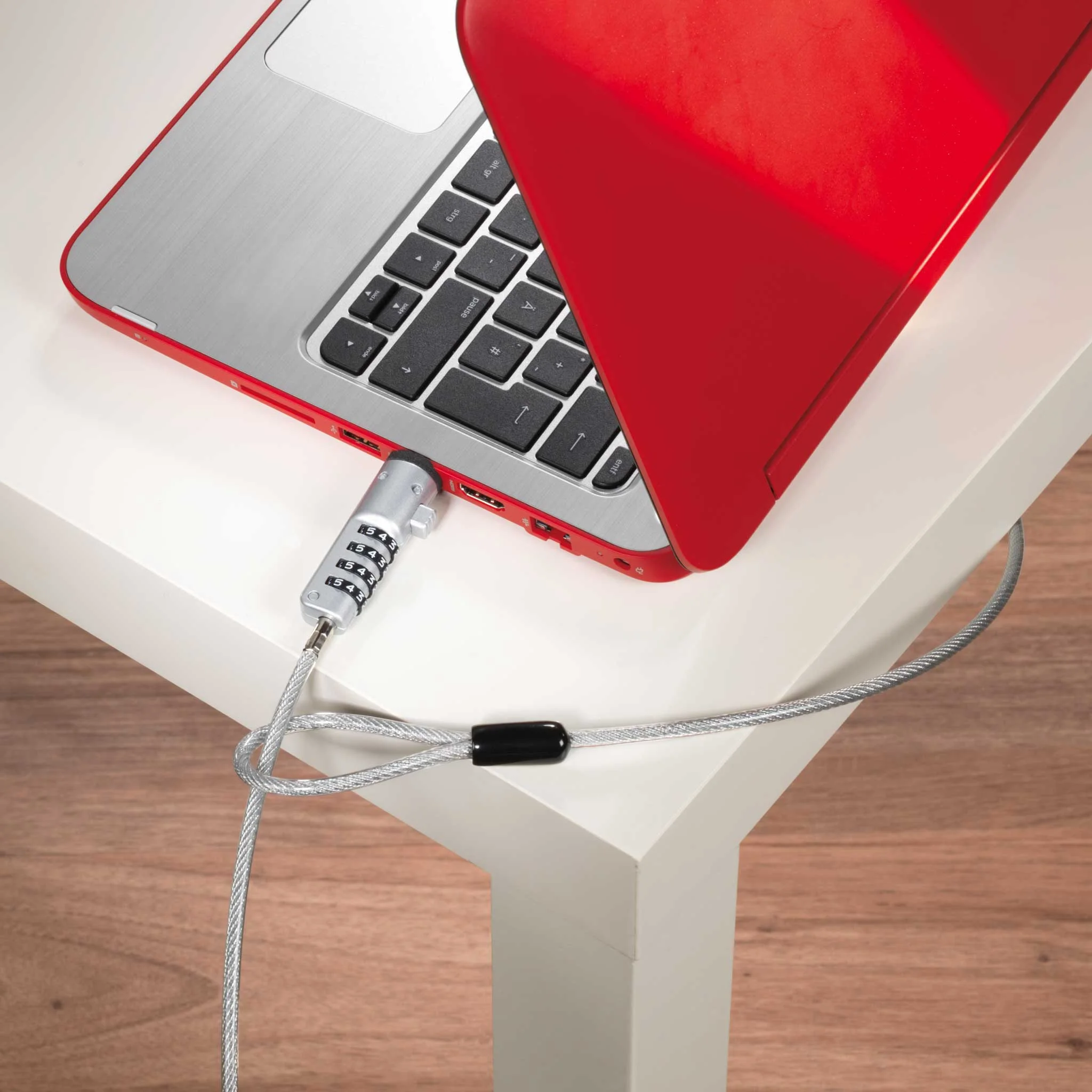 Laptop, Rot, Sicherheitsschloss, USB-Anschlüsse, Kabelschloss