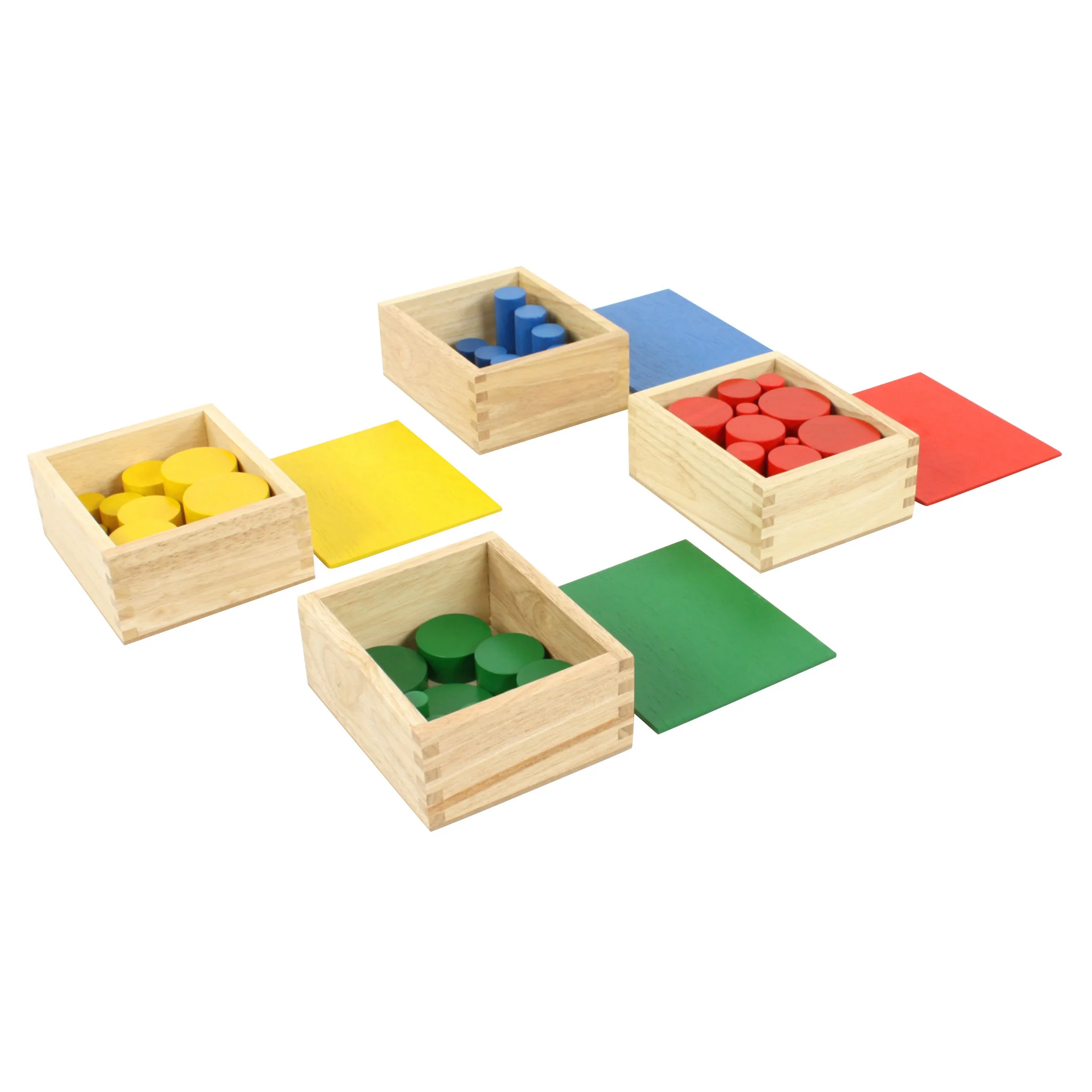 木箱, 颜色积木, 圆形块, 彩色棋板, 木制玩具