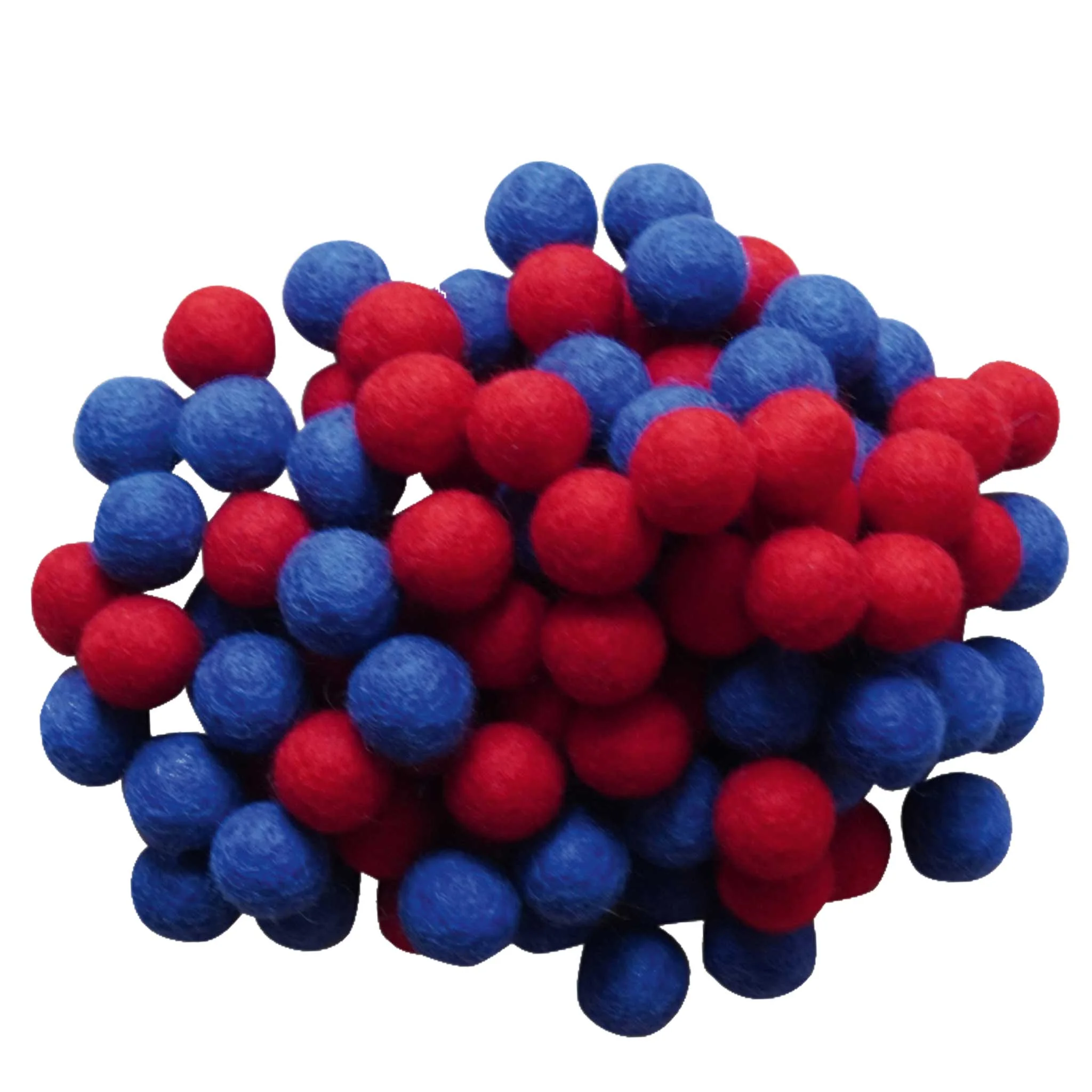 Pom-pom balls, Filzbälle, Rot-blau Mischung, Bastelperlen, Pomponen-Cluster