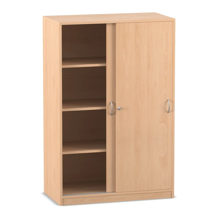 Mittelhoher Schiebetürenschrank - ohne Mittelwand, Buche hell