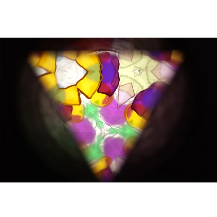 colored-stones, stained-glass, multicolor, gem-cut, triangular-shape