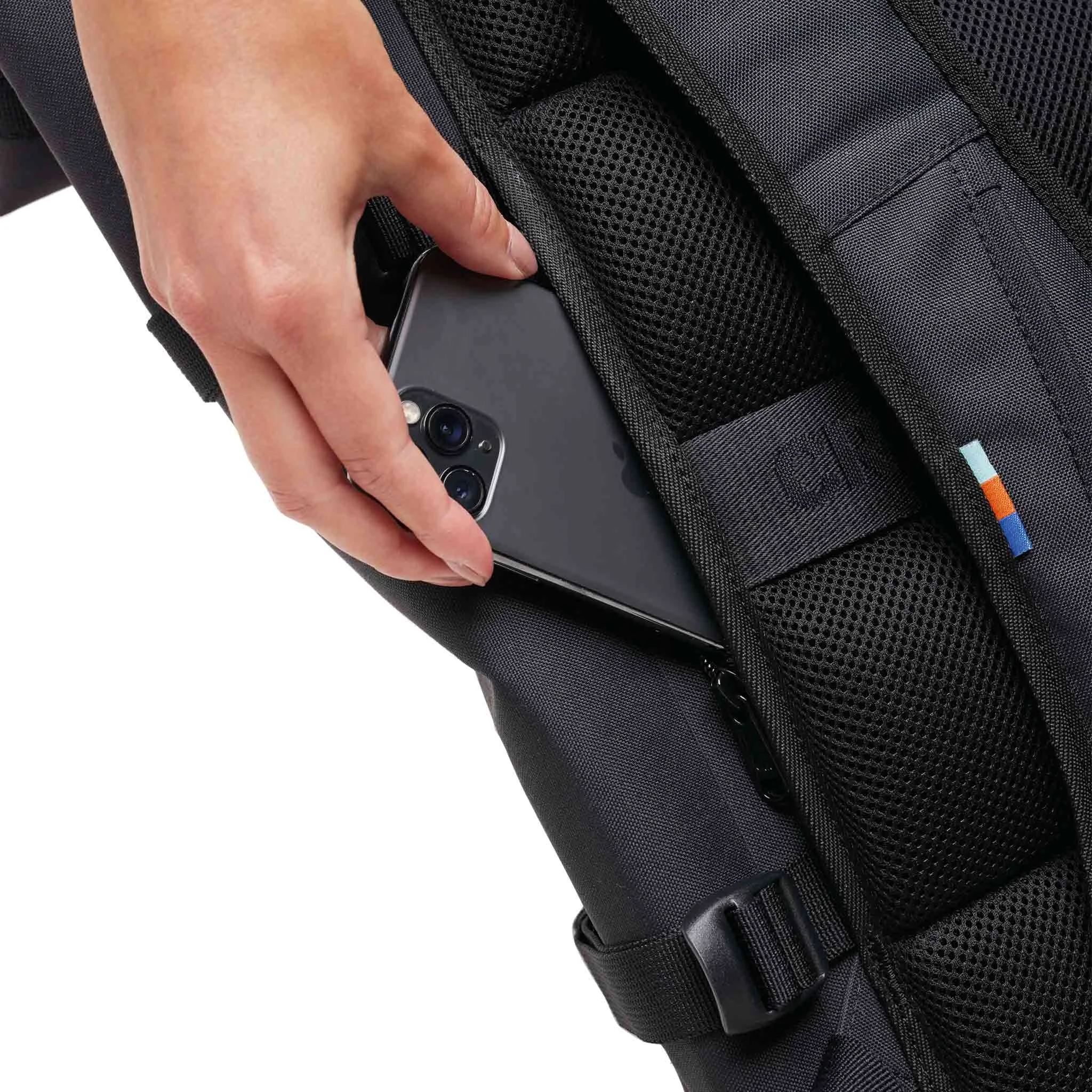 Rucksack, Smartphone, Seitentasche, Mesh-Paneel, Schwarz