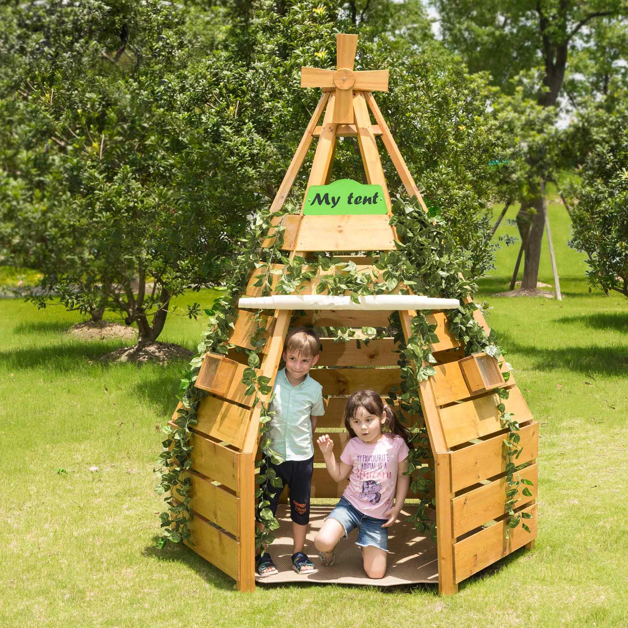 Spielhaus, Zelt, Holz, Kinder, Outdoor