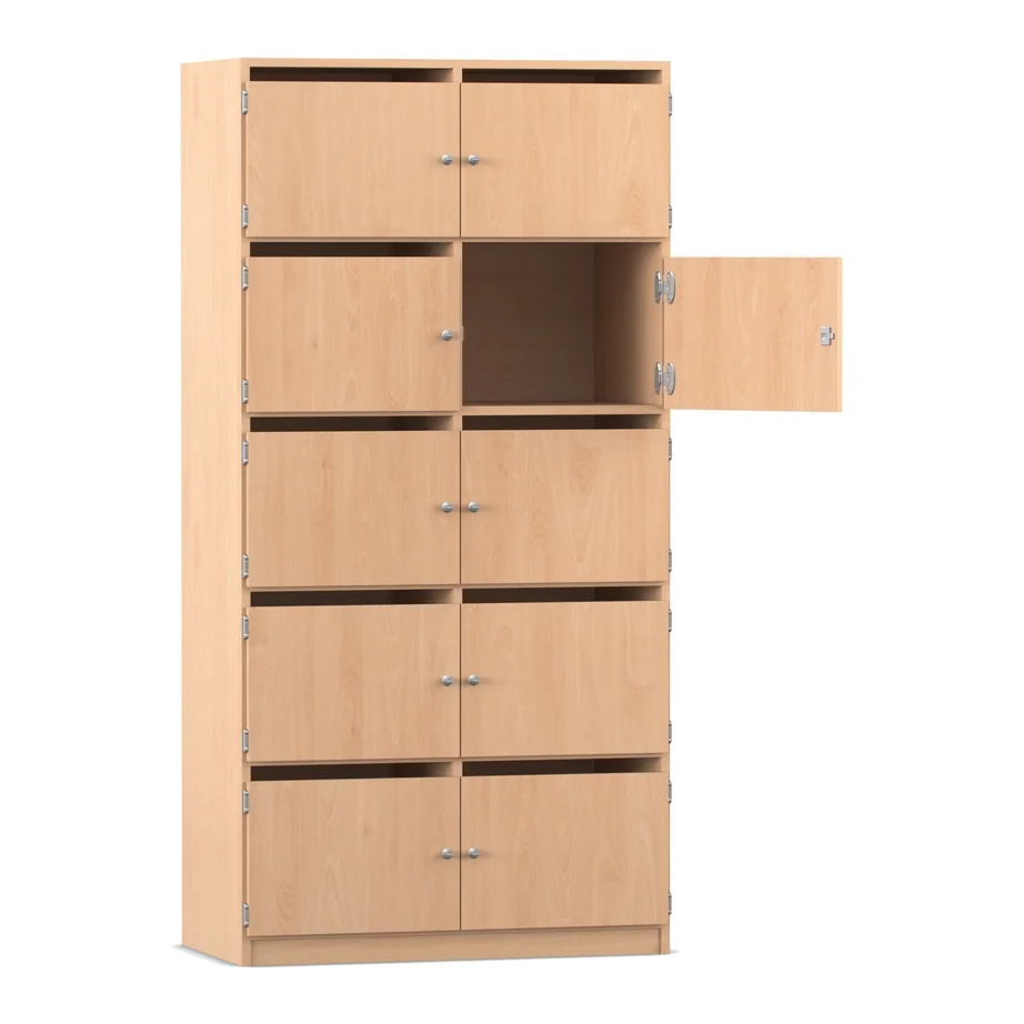 Schließfachschrank mit 10 Briefschlitzen, 190 x 94,4 cm, Buche hell