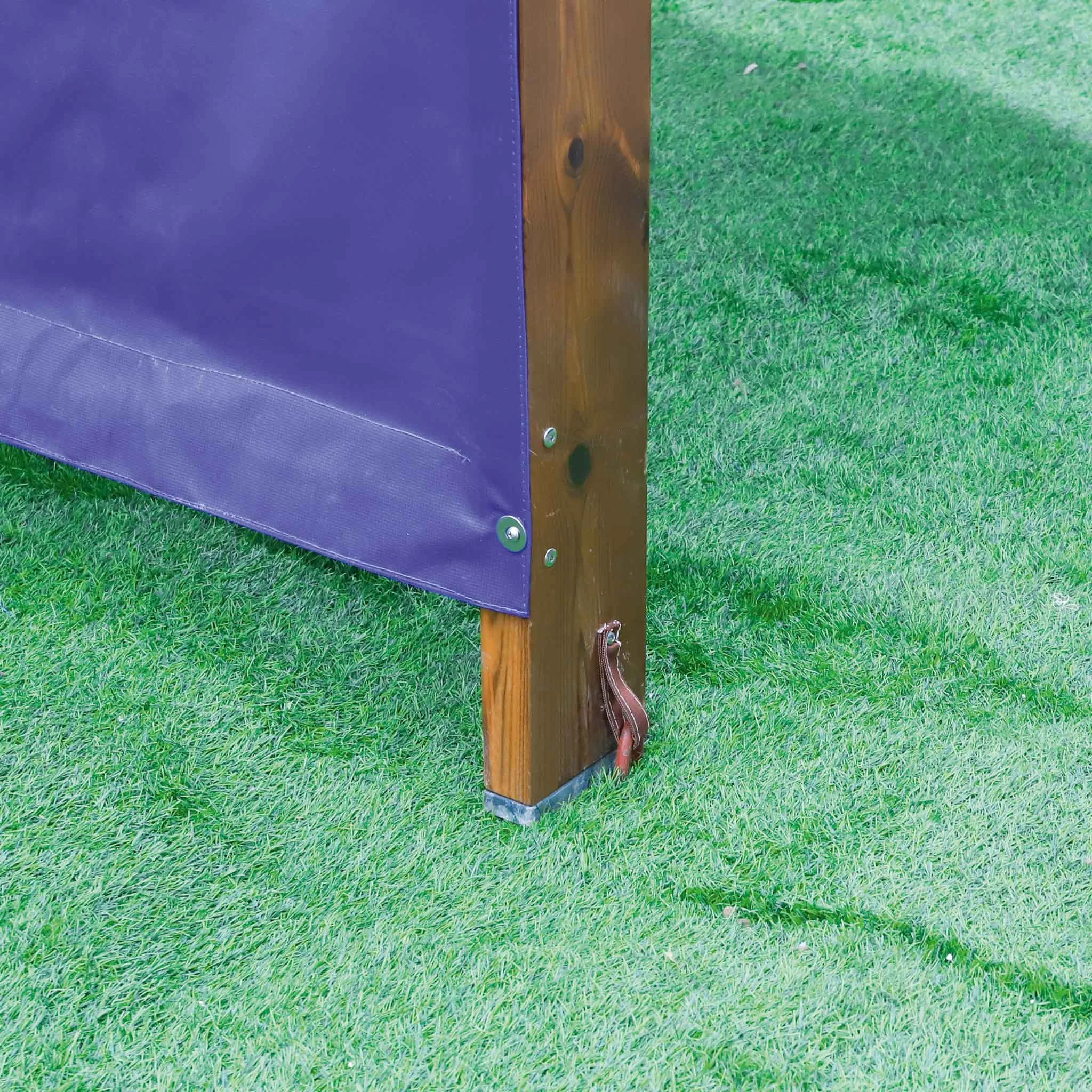 Gartenzaun, Holzpfahl, Lila Stoffbahn, Pfosten, Gartenbild
