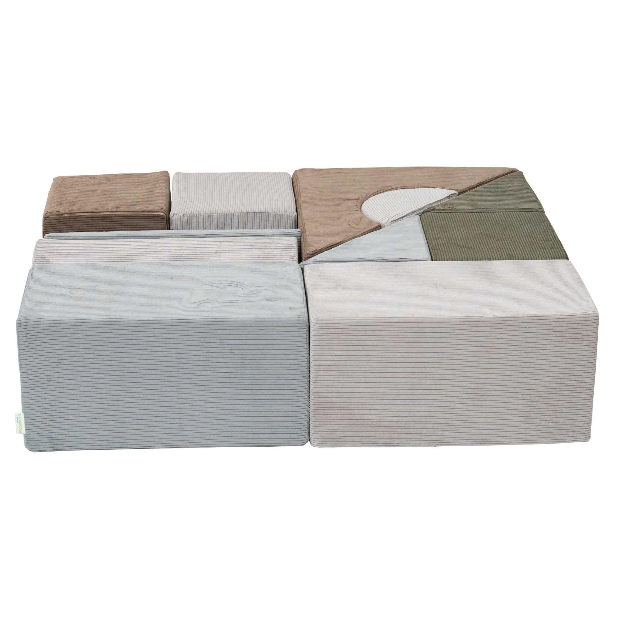 Modulares Sofa, Sitzmodule, Cordstoff, gerippte Oberfläche, Naturtöne