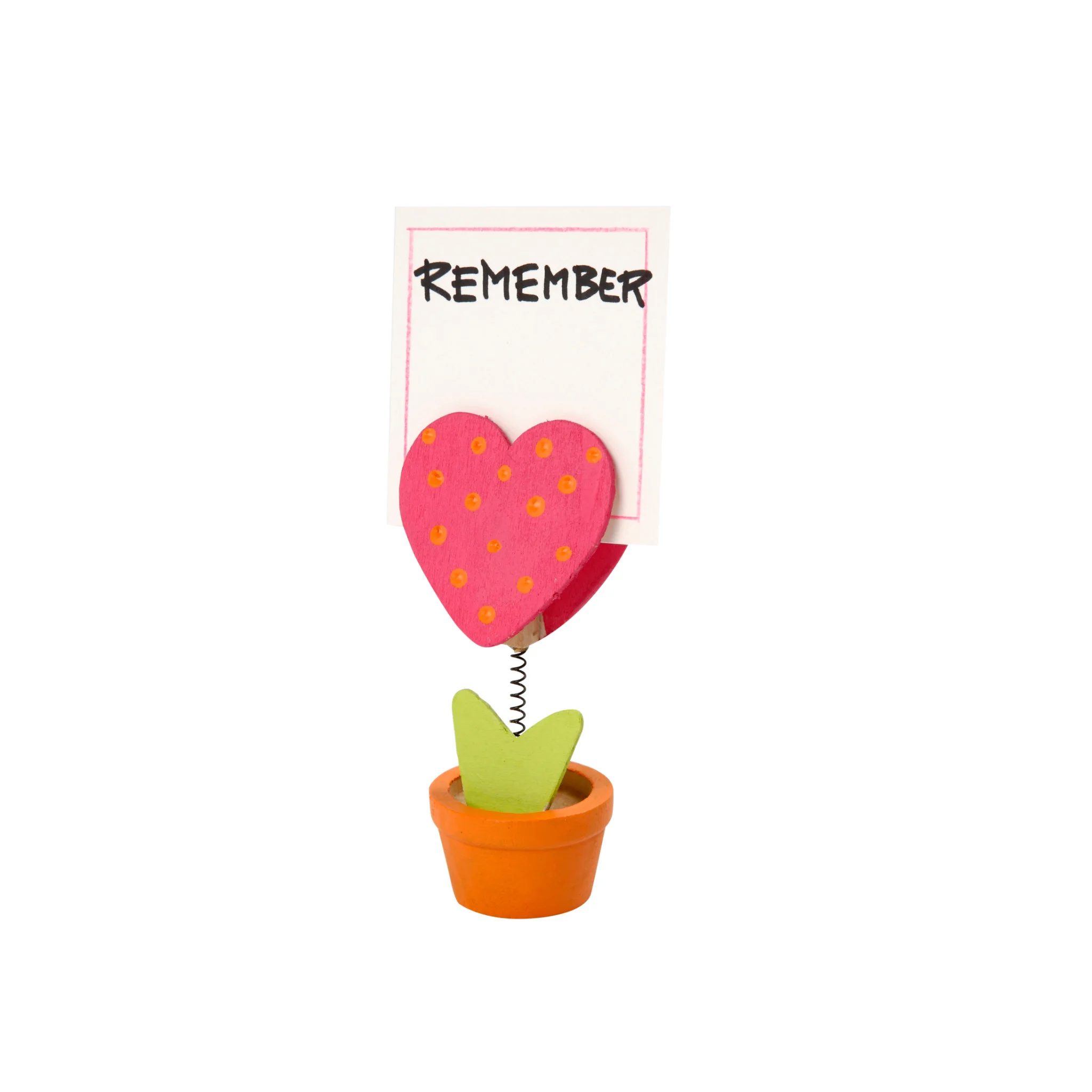 Notizhalter, Herzform, Blumentopf, Holzdeko, Pink und Orange