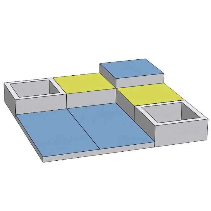 beläge, spieloberfläche, Verbundplatten, blaue Fliesen, gelbe Akzente