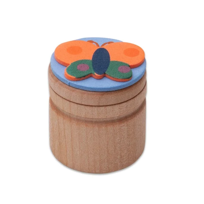 Holzbox, Holzbehälter, Schmetterlingsmotiv, Holzspielzeug, Naturholz
