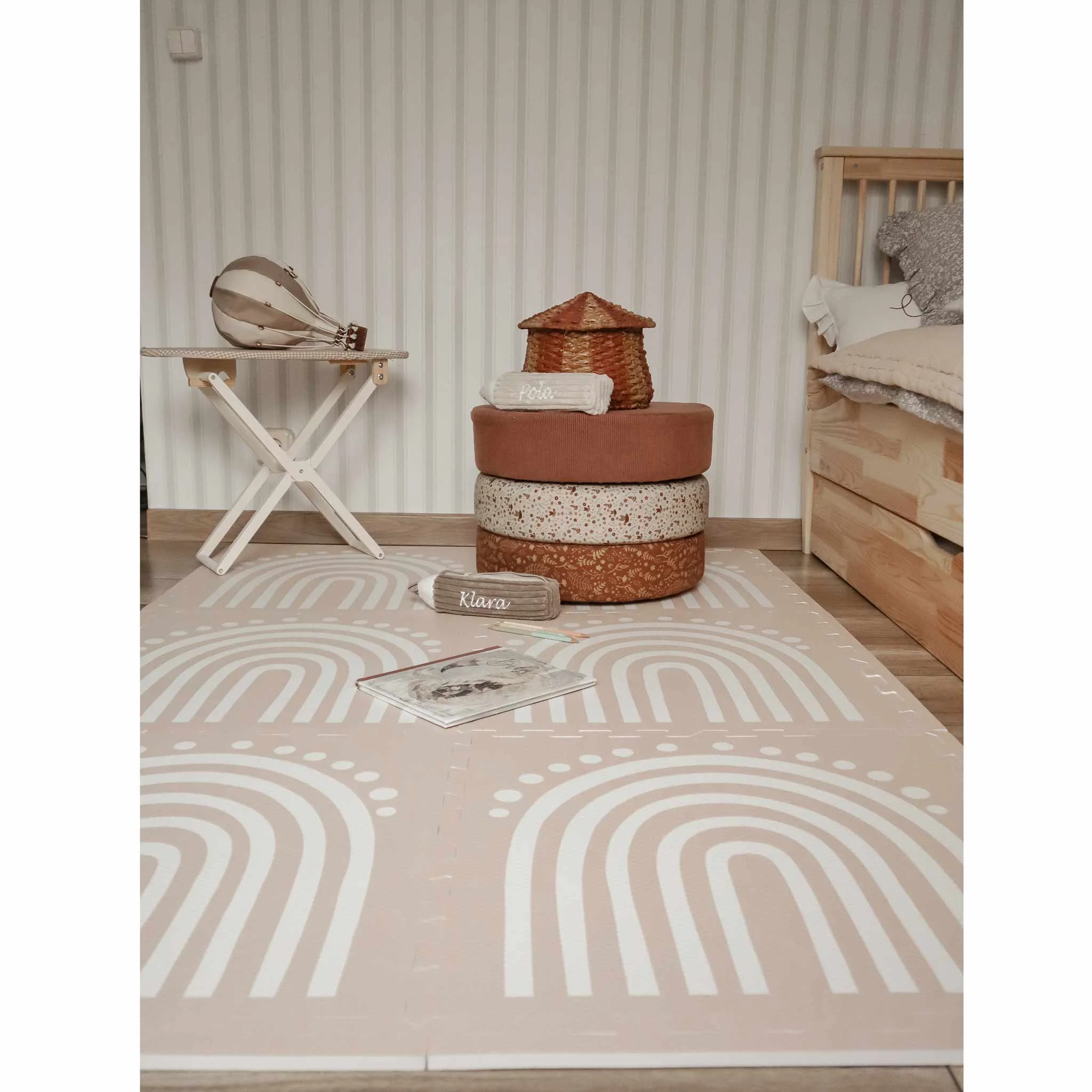 Kinderspielteppich, Schüssel- oder Ballonform?, Pouf, Kissen?, Korb