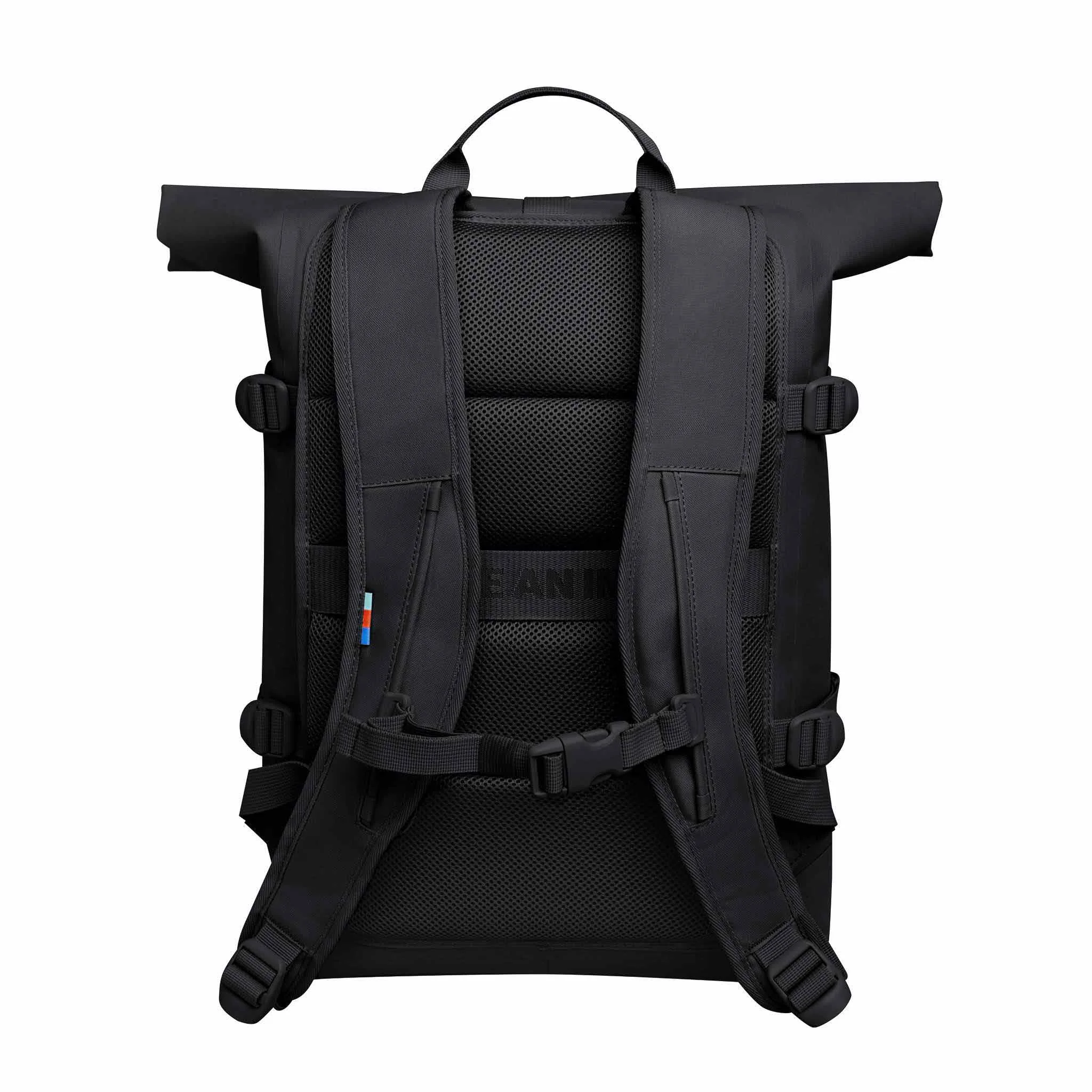 Rucksack, Schultergurte, gepolsterter Rücken, schwarz, Roll-top-Design