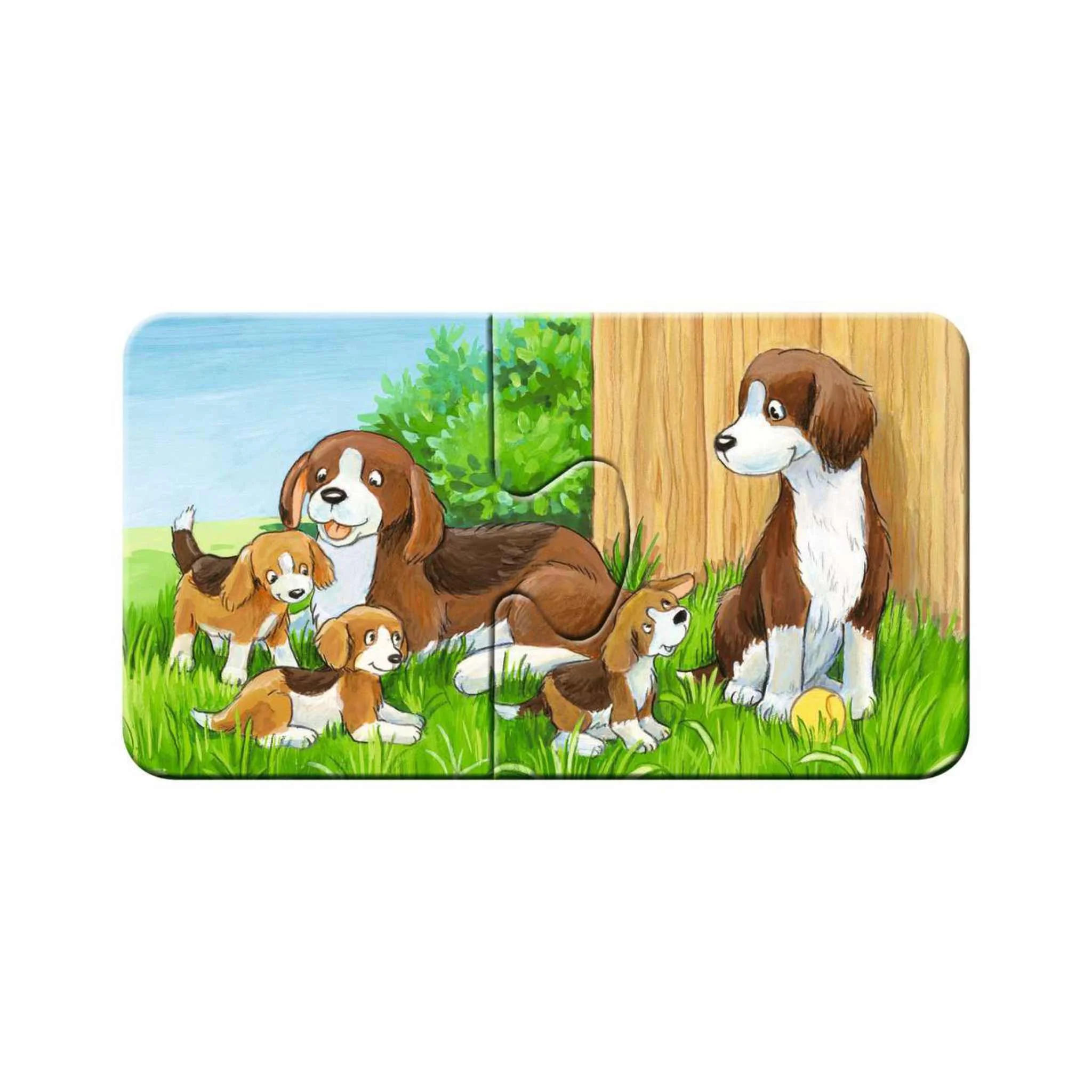 Hundemomente, Welpen, Garten, Hundegruppe, Schilderbuch-Illustration