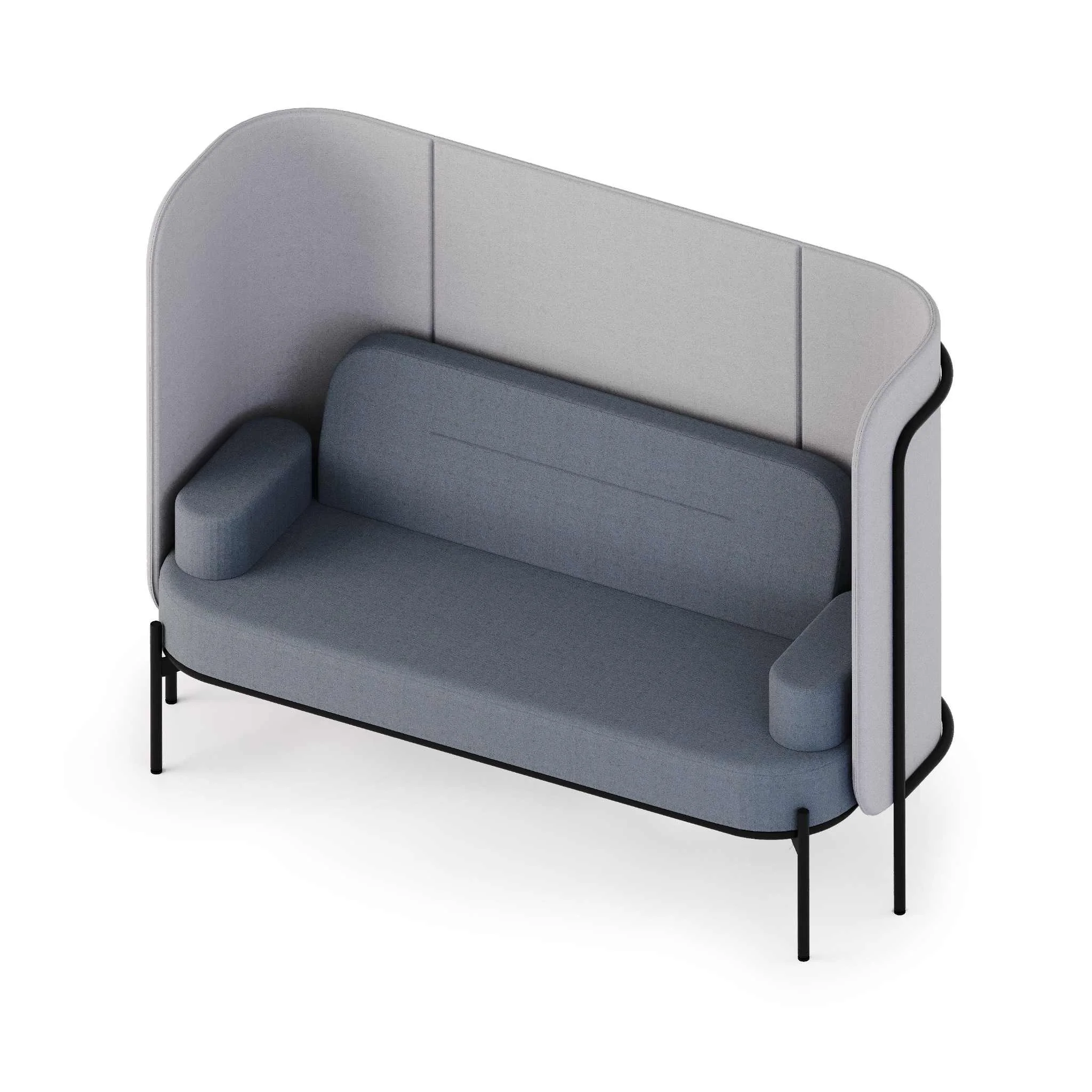sofa, Lounge-Sitz, blau-grau, hochlehner, Trennwand-Sofa