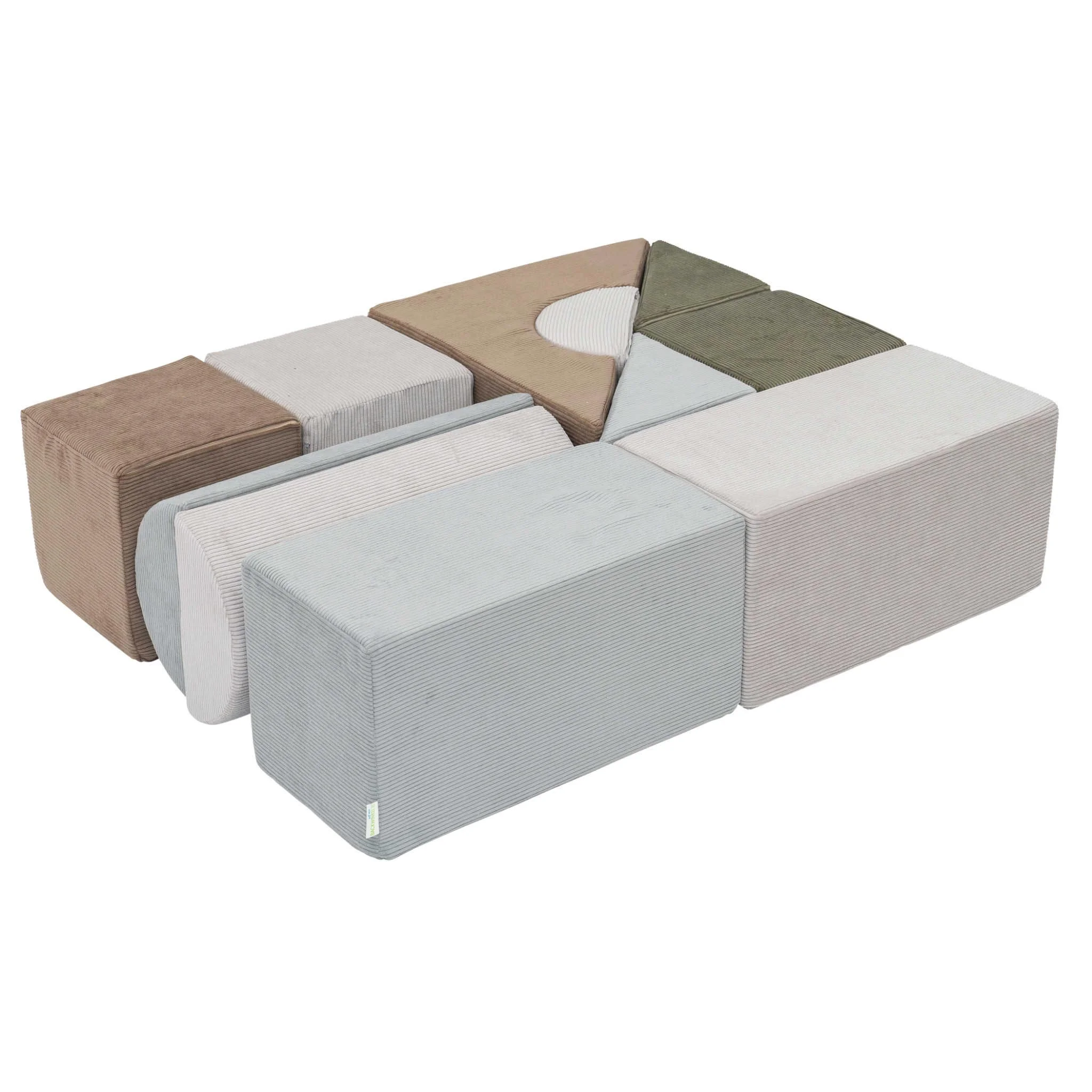 Modulares Sofa, Polstermodule, Cordstoff, Mehrfarbig, Geometrische Formen