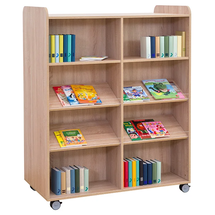 Bücherregal, Bücherschrank, Holzregal, Multifachregal, Rollregal