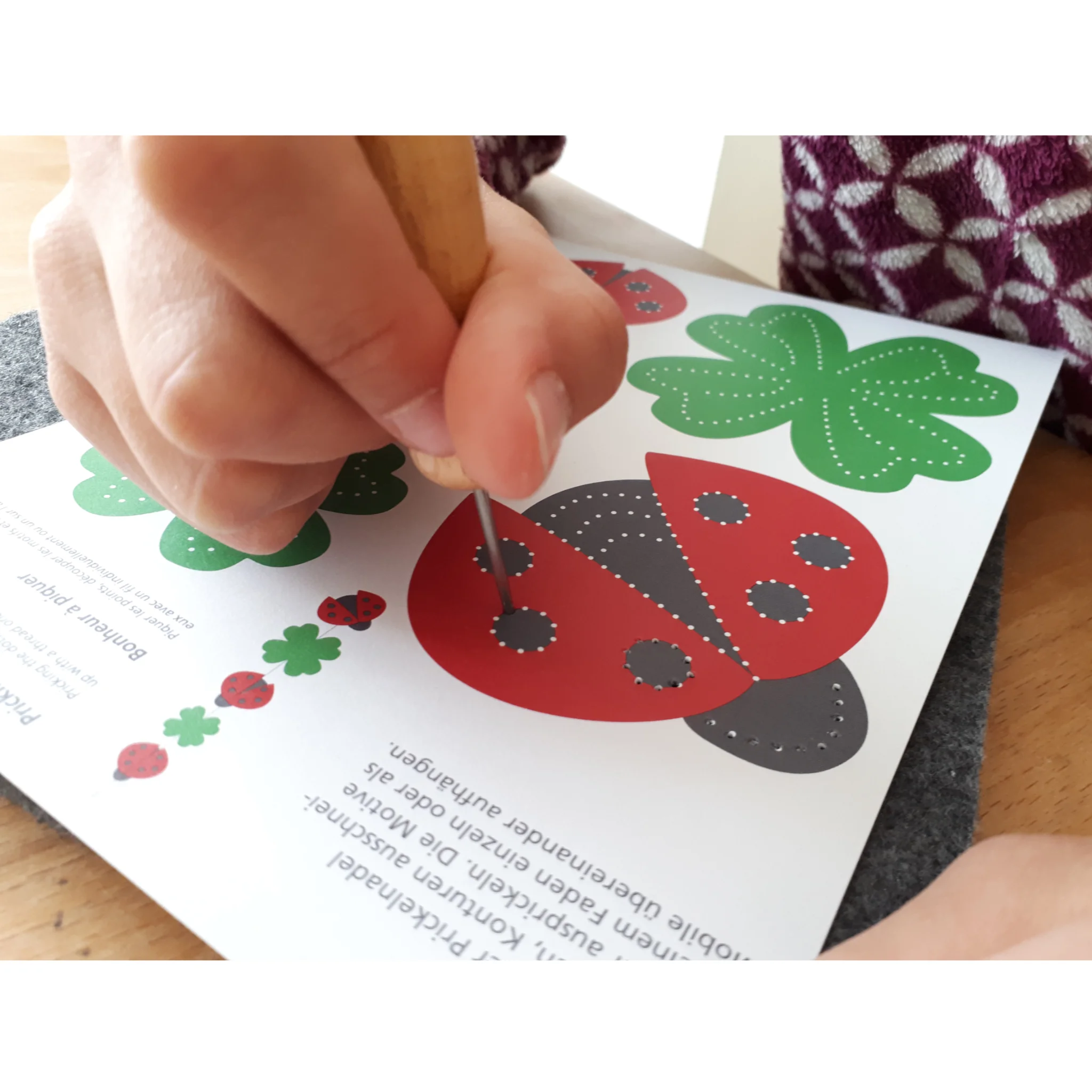 Kinderbausatz, Stempelarbeiten, Kleeblatt, Einklebedruck, Einfache Malvorlage