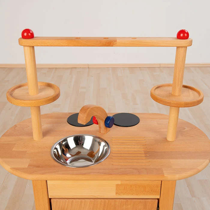 Holzspielzeug, Küche, Küchenwerkzeug, Silikonauflage, Spülbecken