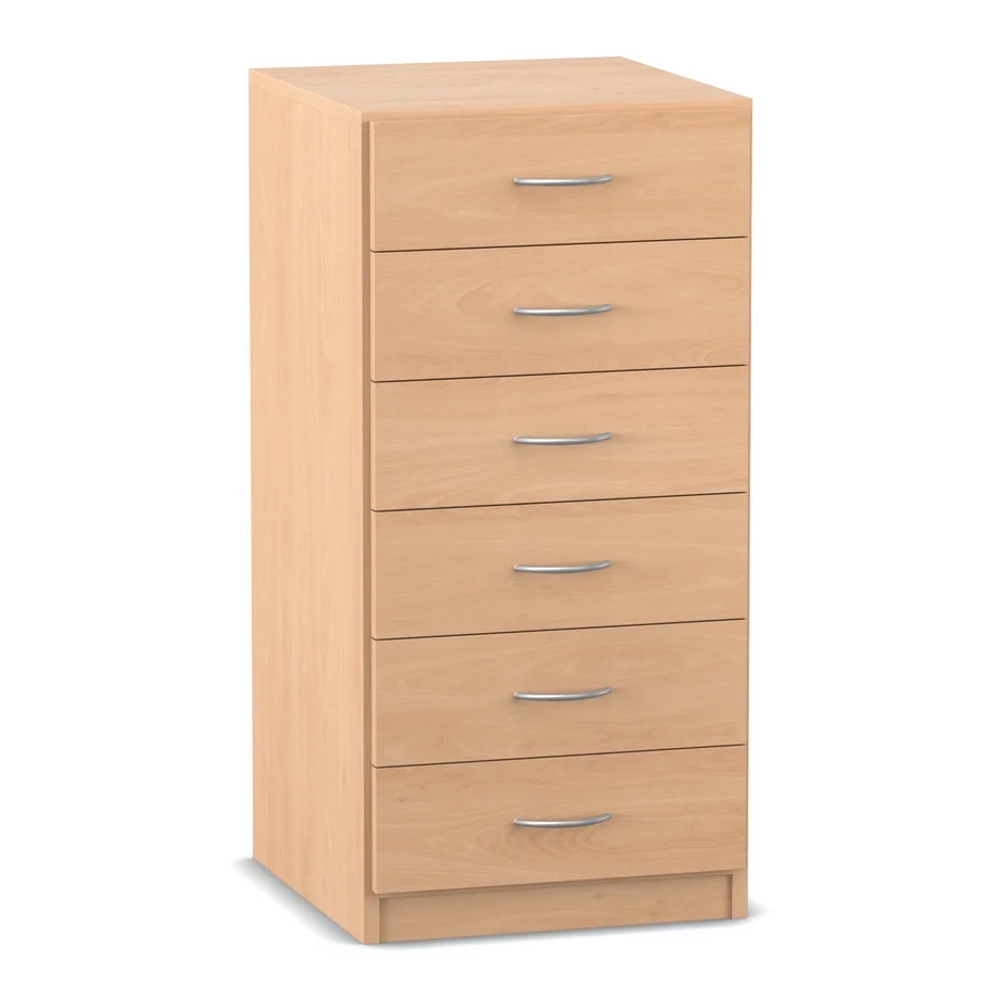 Unterschrank, 99,1 x 48,1 cm, mit 6 flachen Holzschubladen, Buche hell