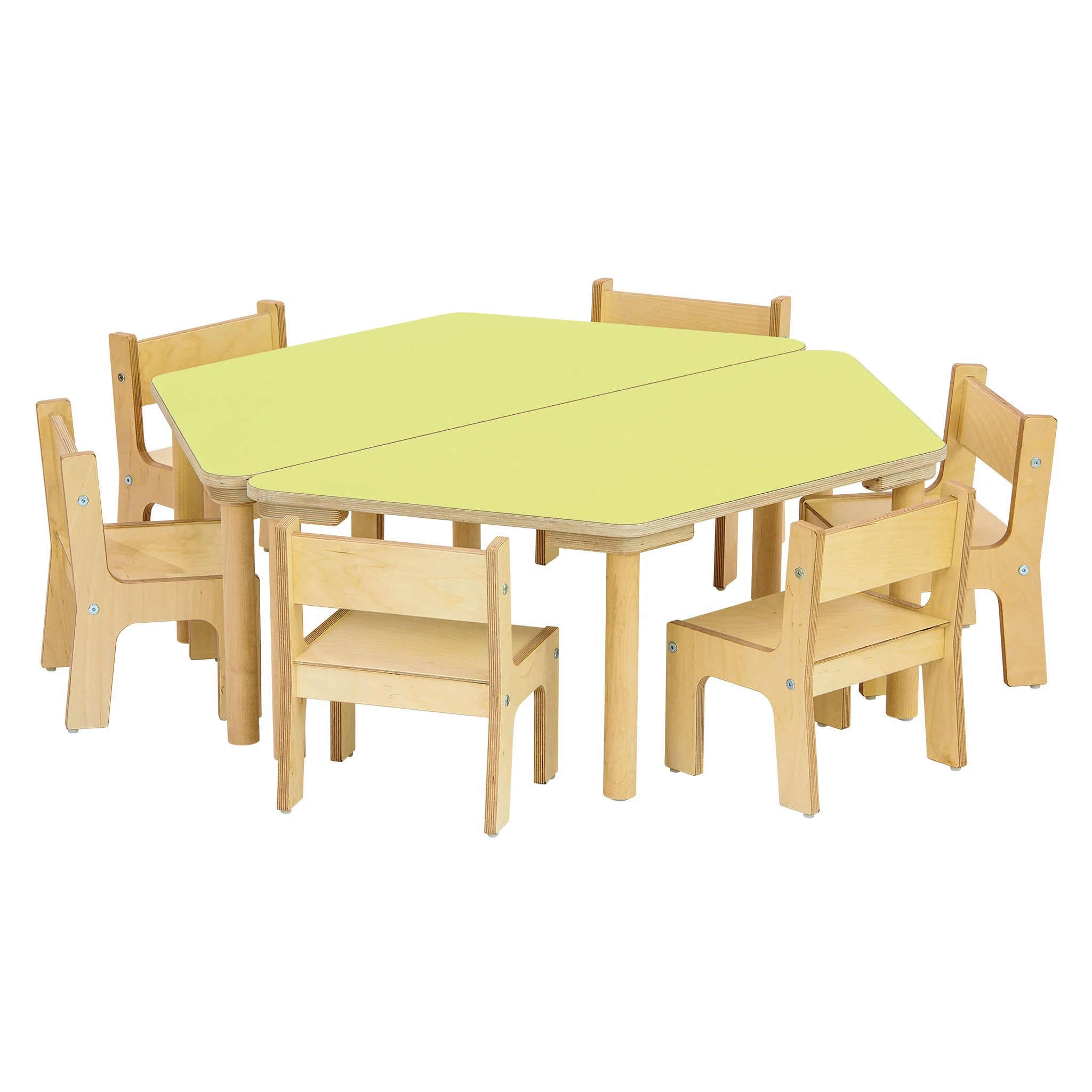 Kinderstuhl, Kleintisch, Holzstuhl, Grüner Tisch, Kinderstuhl-Set