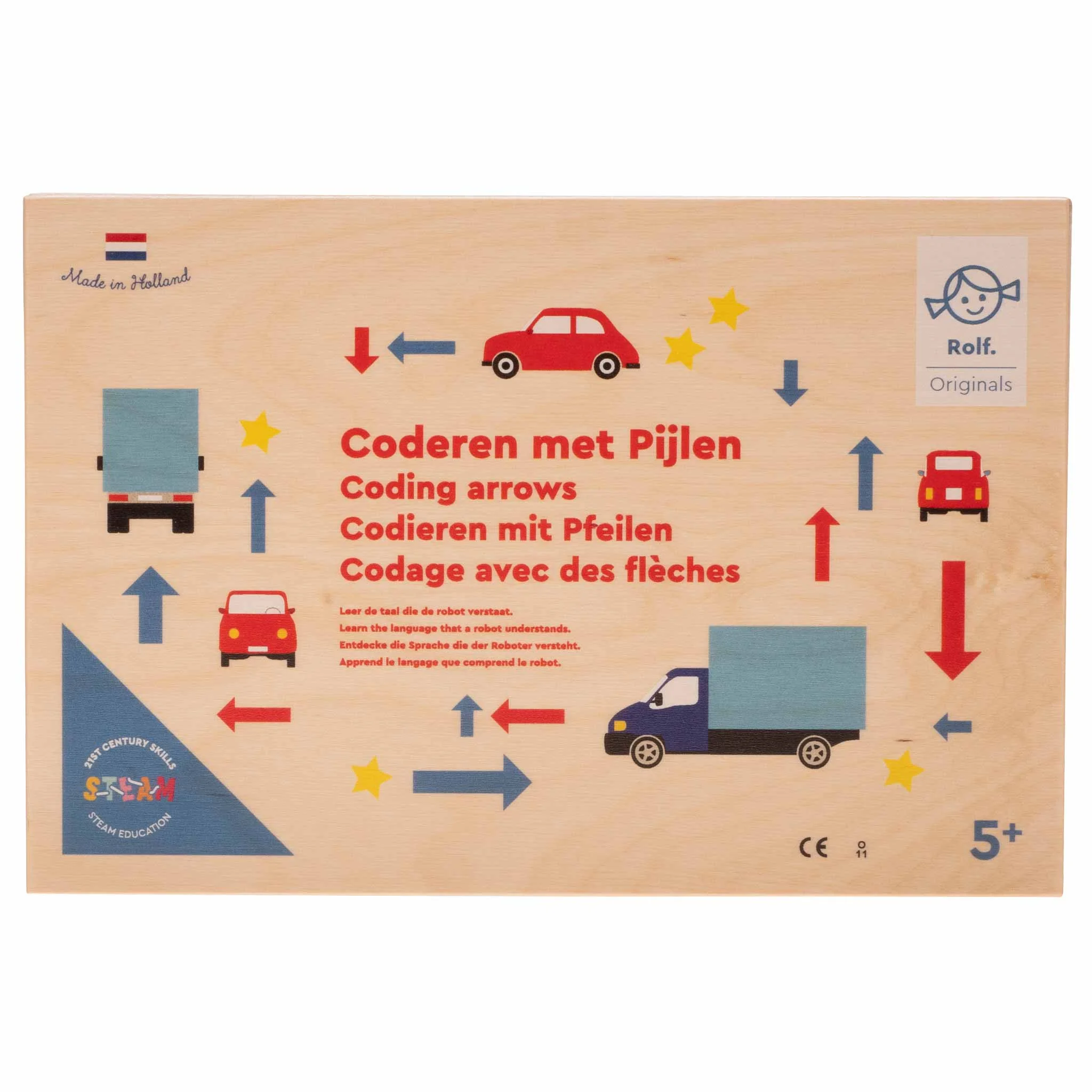 kinders-lernspiel, codier-pfeile, holzbox, lastwagen, holland-made