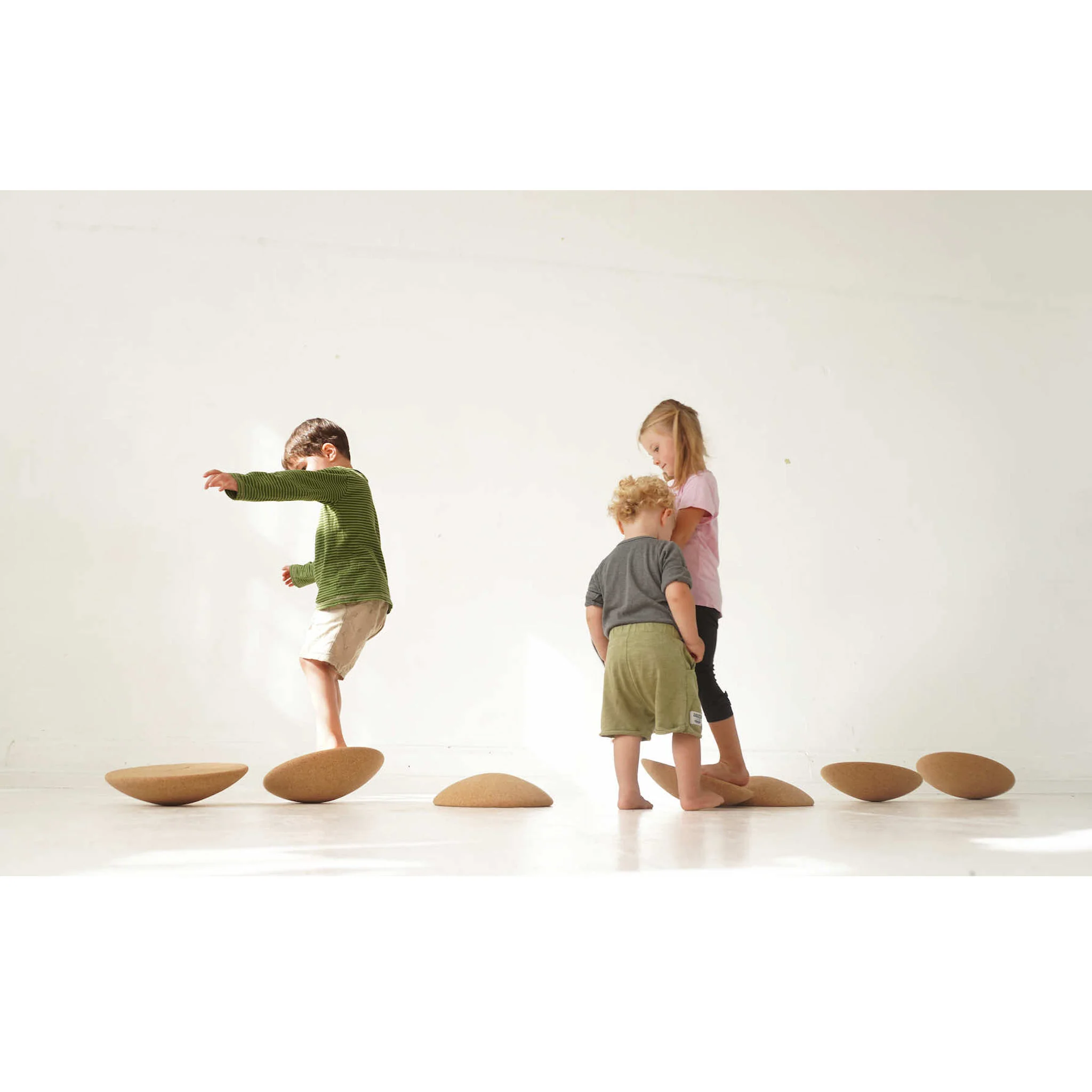 kids, balance, rocking, game, round stones