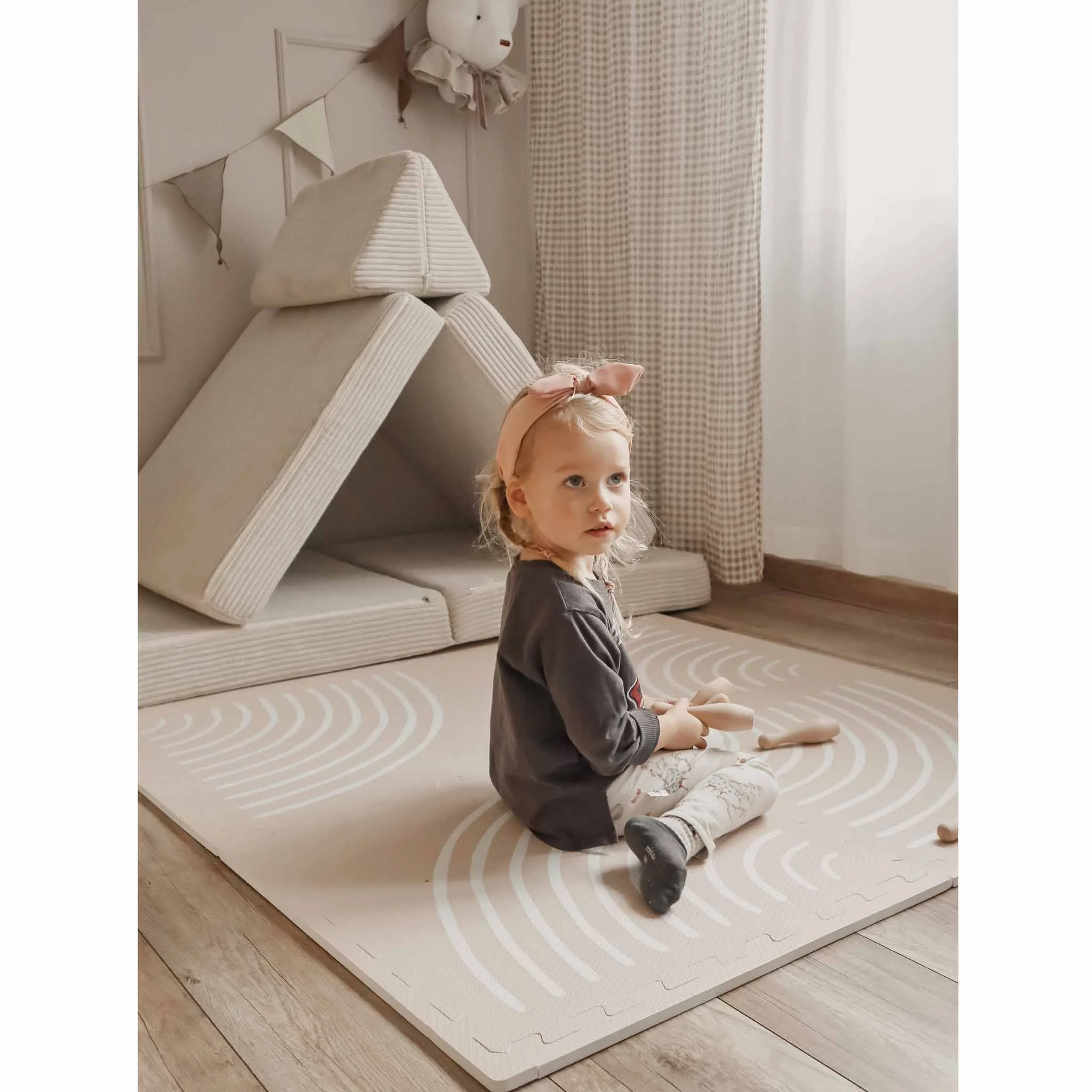 Kind, Spielmatte, Baby, Haarschmuck, weiche