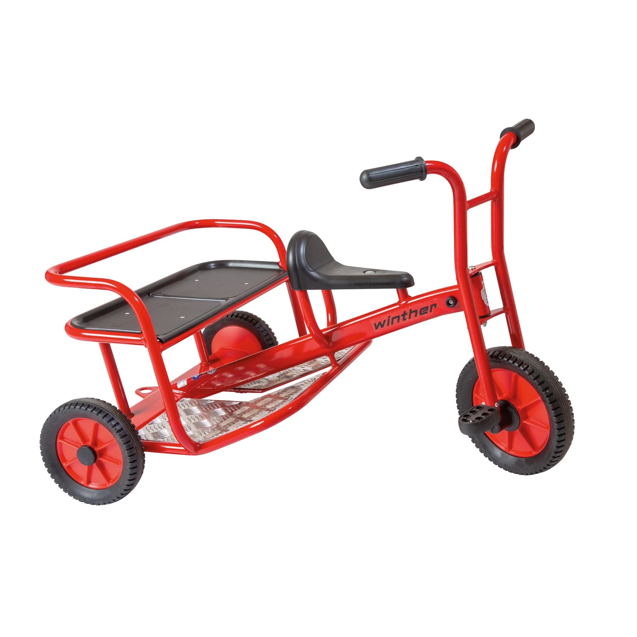 Fahrradanhänger, Tragendes Fahrrad, rot, Gummireifen, Sitzbank