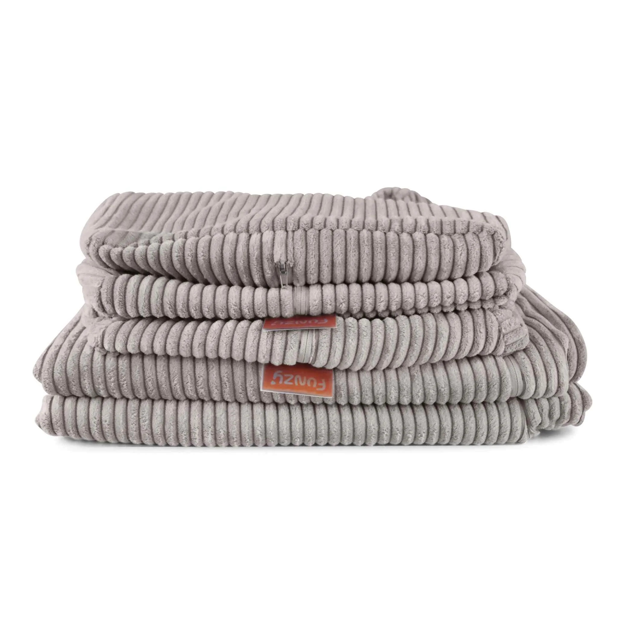 Fleece-Decke, Streifen, Grau, Kuscheldecke, Kordelstruktur