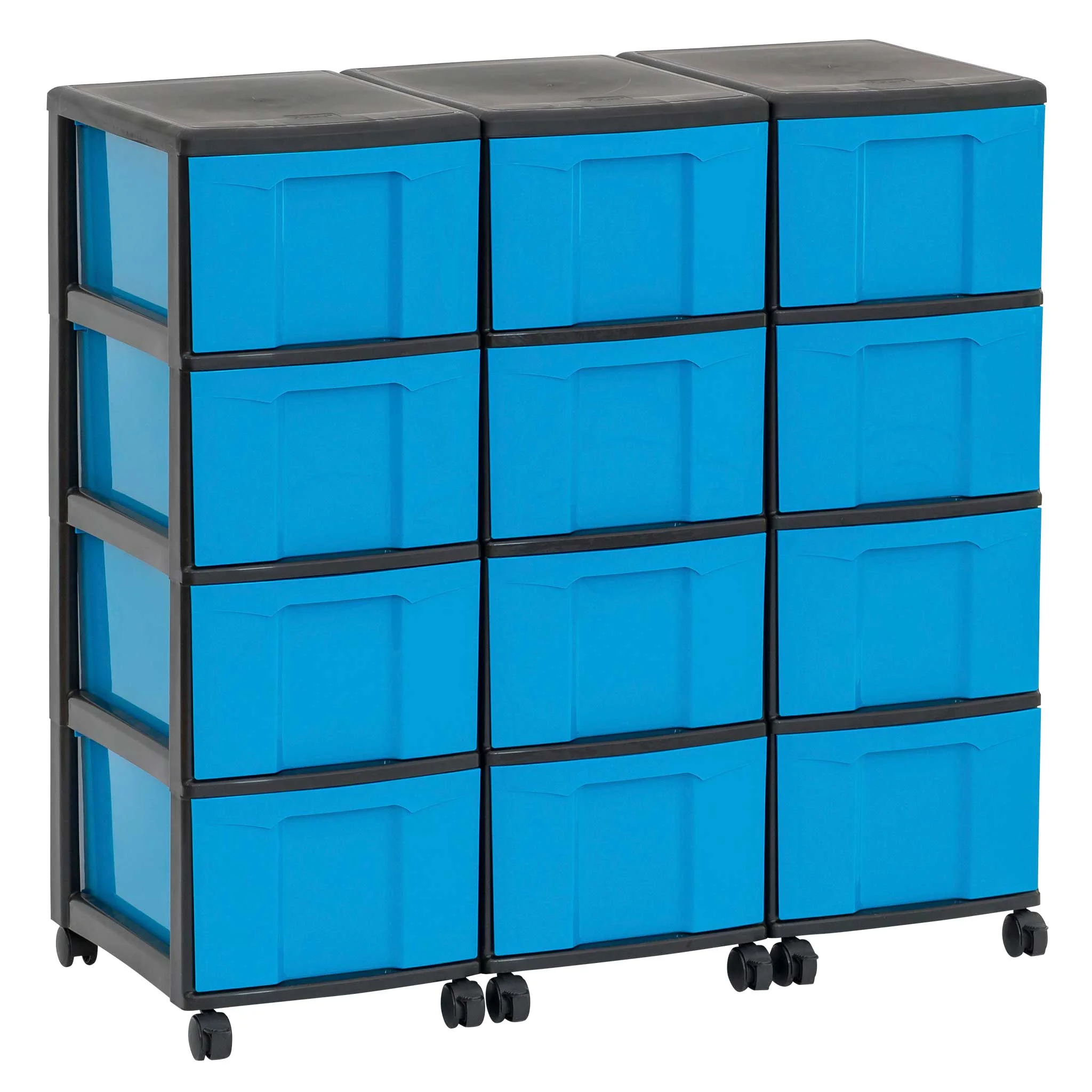 Kästen, Aufbewahrungsboxen, Rollcontainer, blau, Kunststoffbehälter