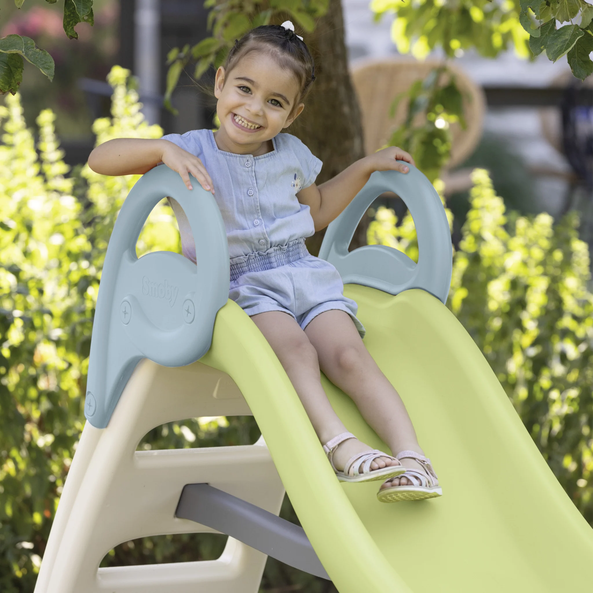 Kinderreifenspielgerät, Kletter-/Rutschspielzeug, Rutsche, Garten-Spielgerät, helles Gelb-Grün