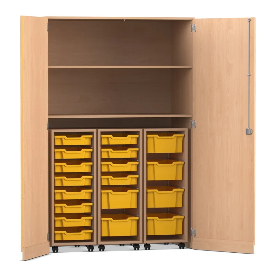 Garagenschrank - flache und hohe Boxen, Buche hell