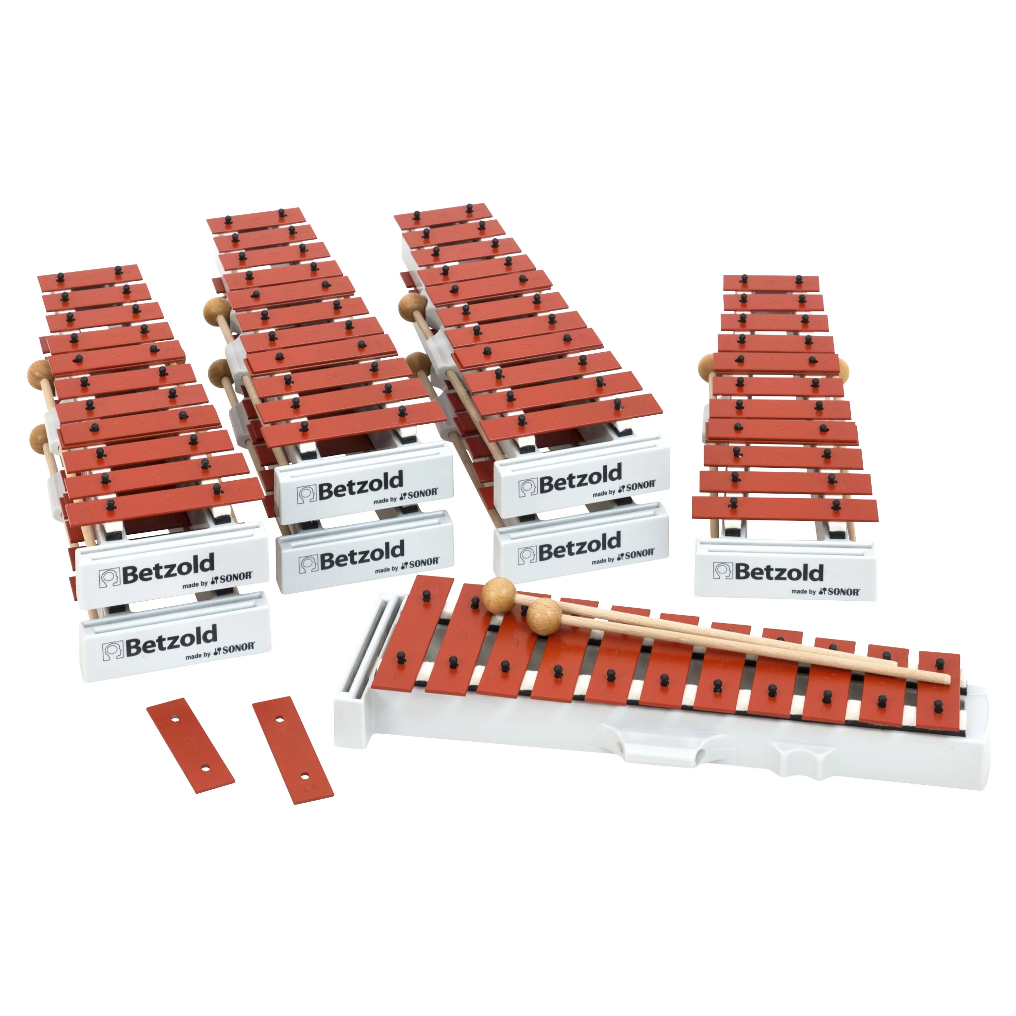 Xylophon, Schlaginstrument, Holzplatten, Rot, Schlägel