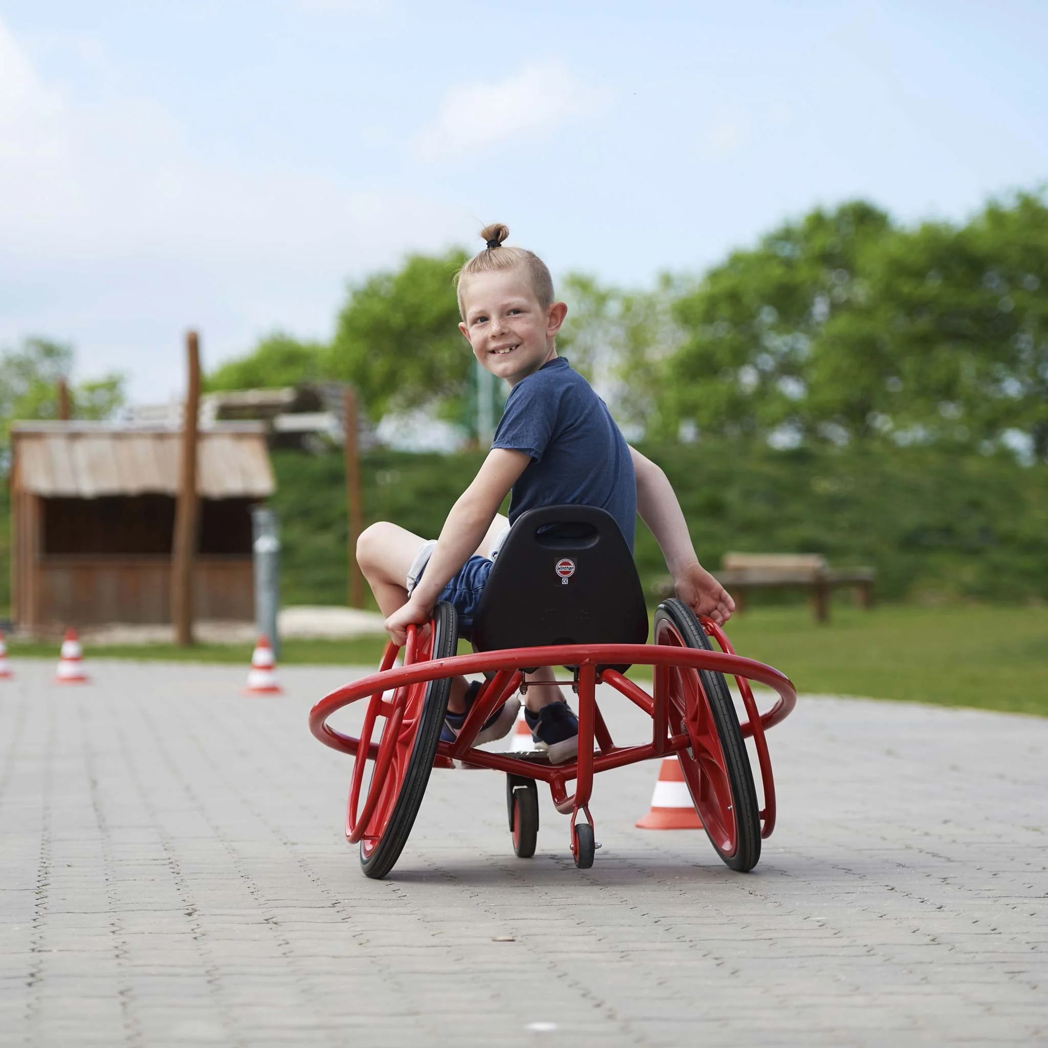 Rollstuhl, Kind, Outdoor, Spielplatz, Rot