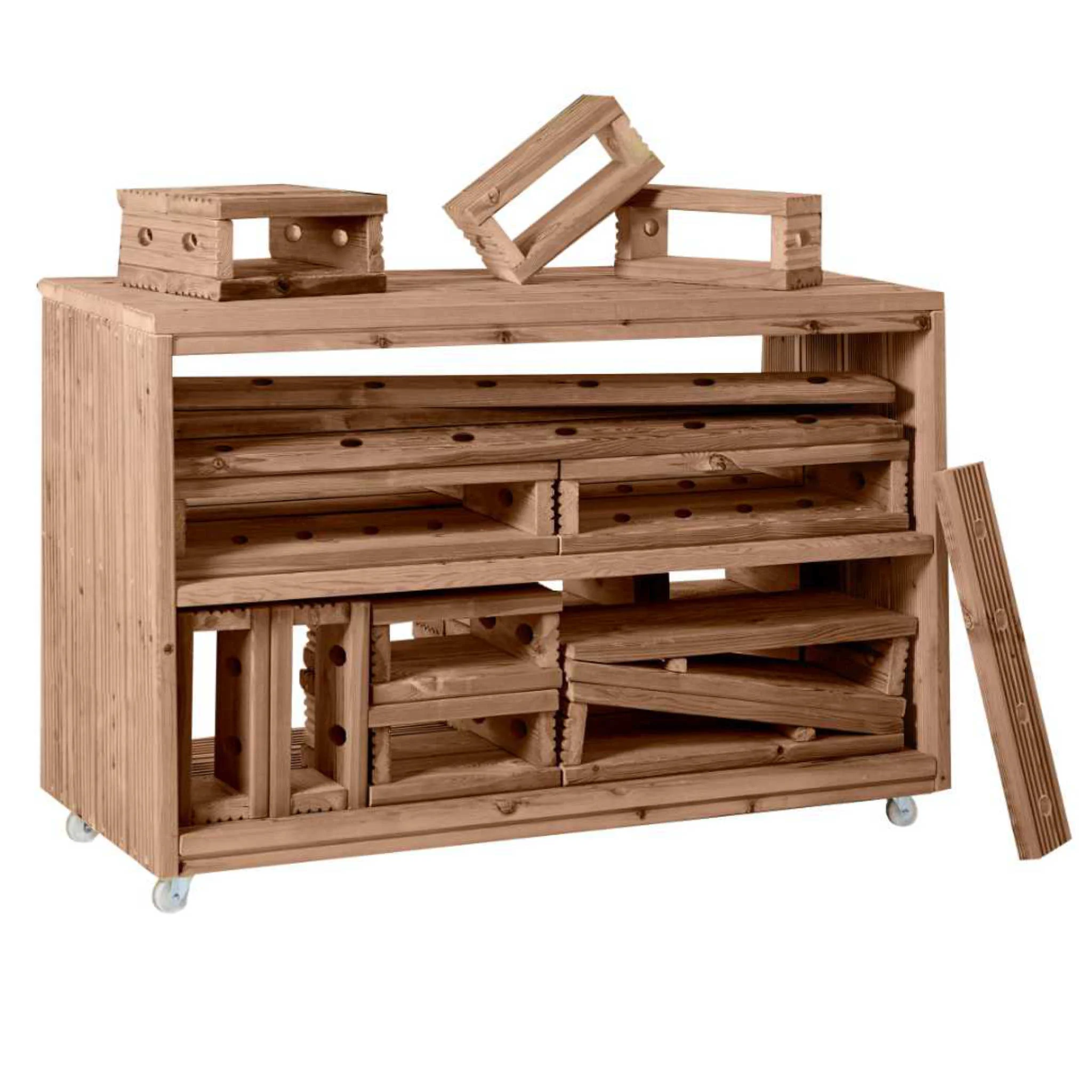 Holzwerkzeugbank, Holzwerkstatt, Holzkiste, Werkbankaufbau, Holzbaukasten