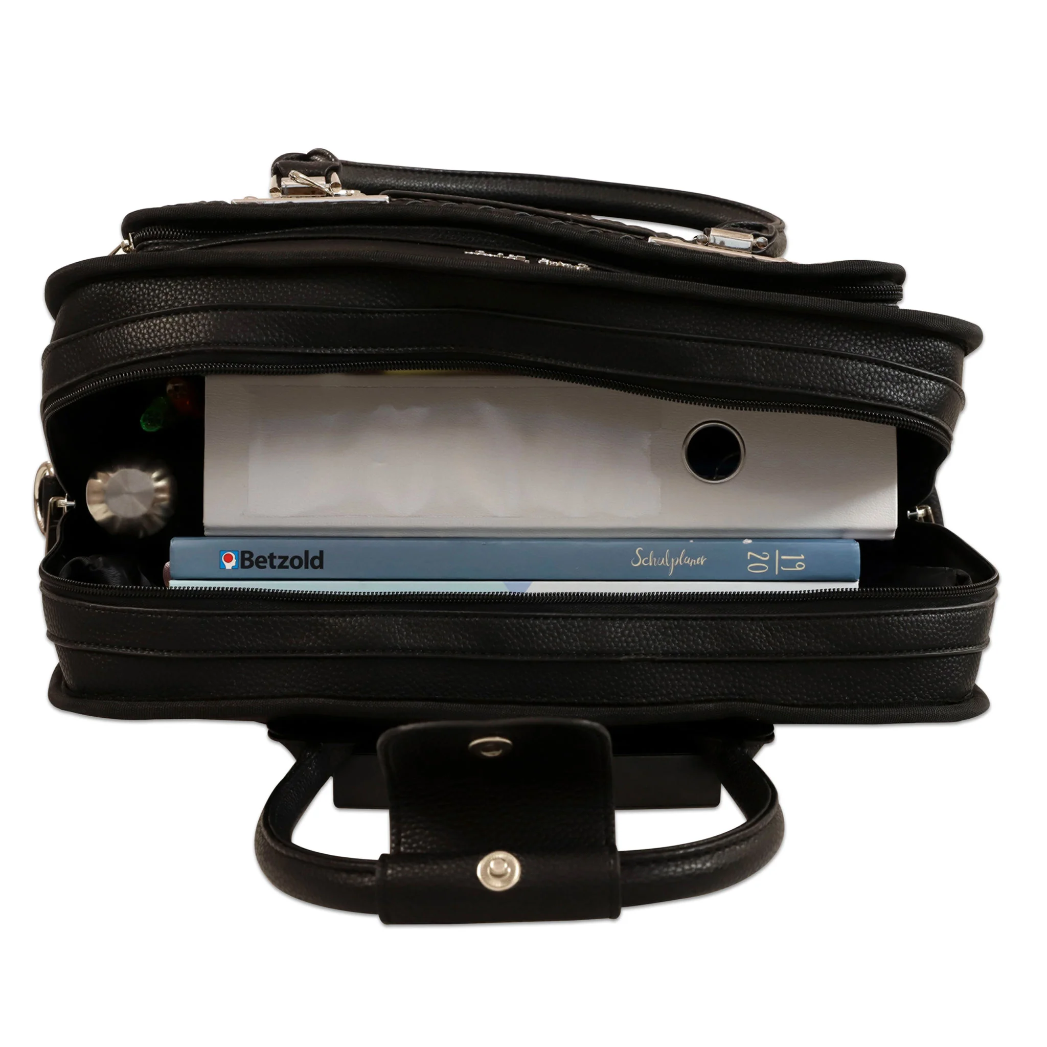 handtasche, leder, reissverschluss, schwarz, inneres-organizer