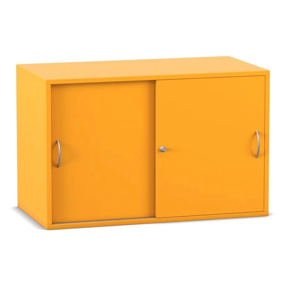 Schrank, Sideboard, Schranktür, gelb, Metallgriffe