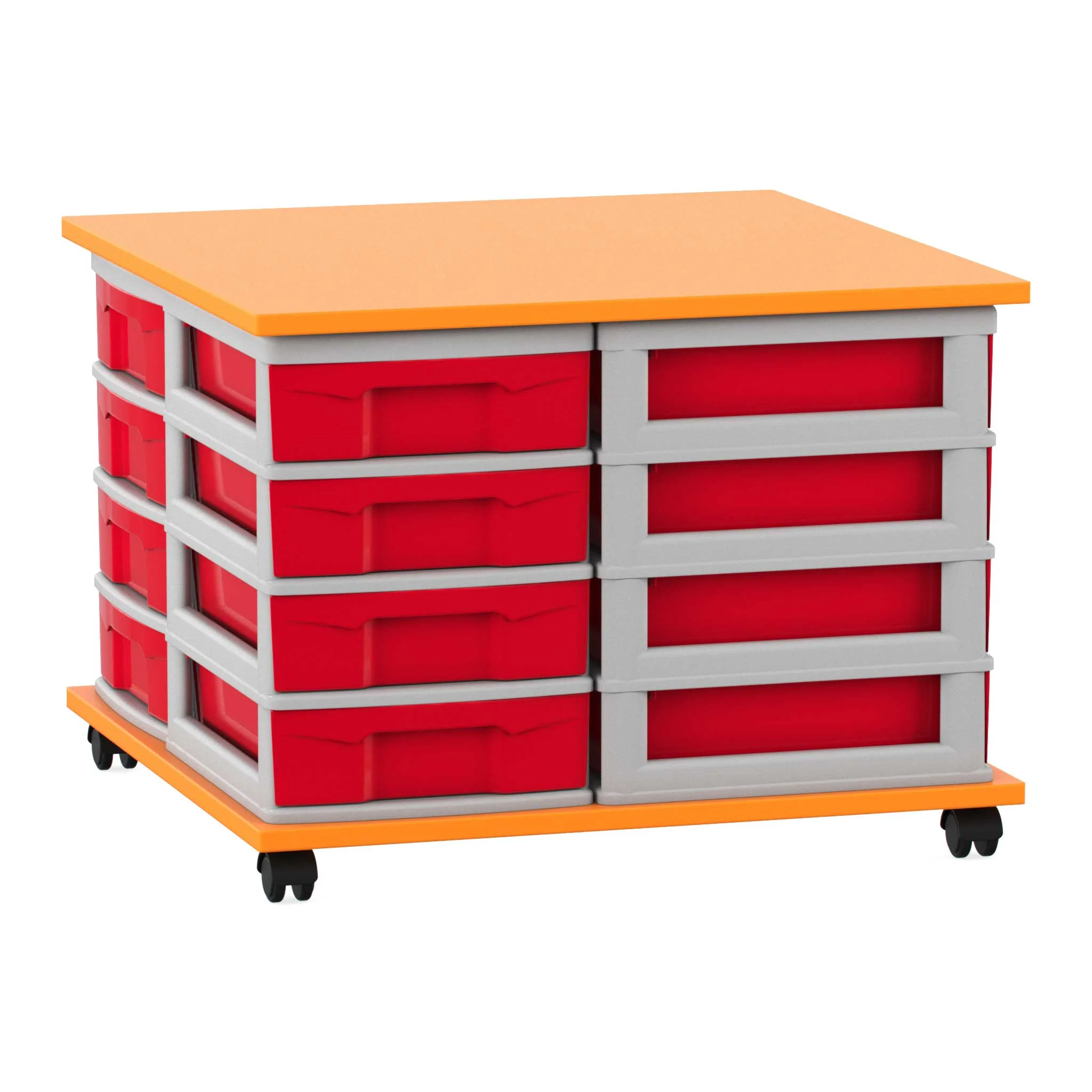 Werkbank, Rollbord, Aufbewahrung, Rot, Graue Schubladen