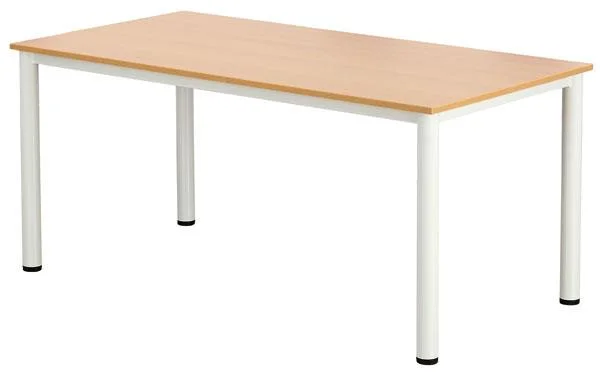 Esstisch, Tischplatte Holz, Metallbein, weißer Tisch, rechteckig