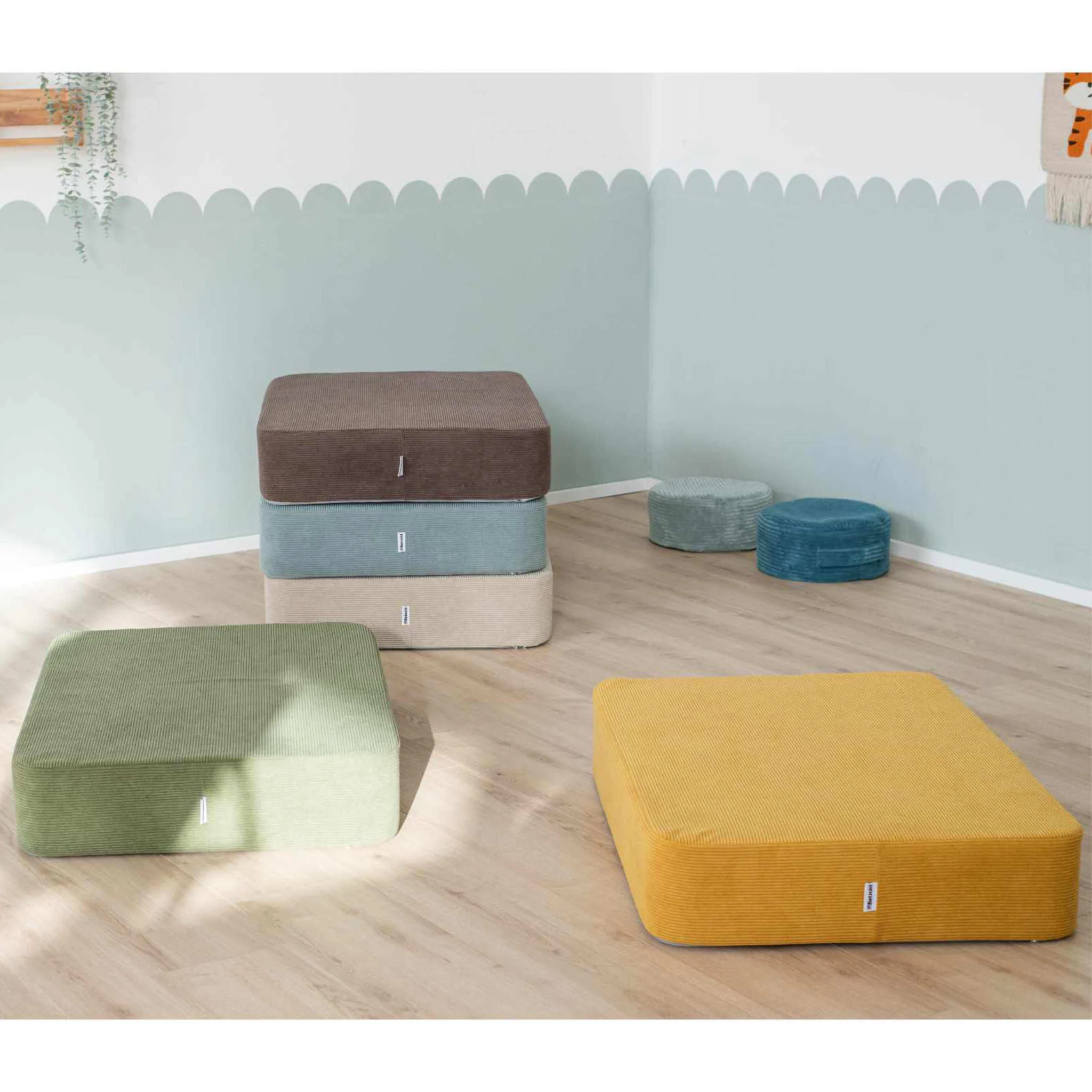 Pouf, Grau, Blau, Grün, Orange