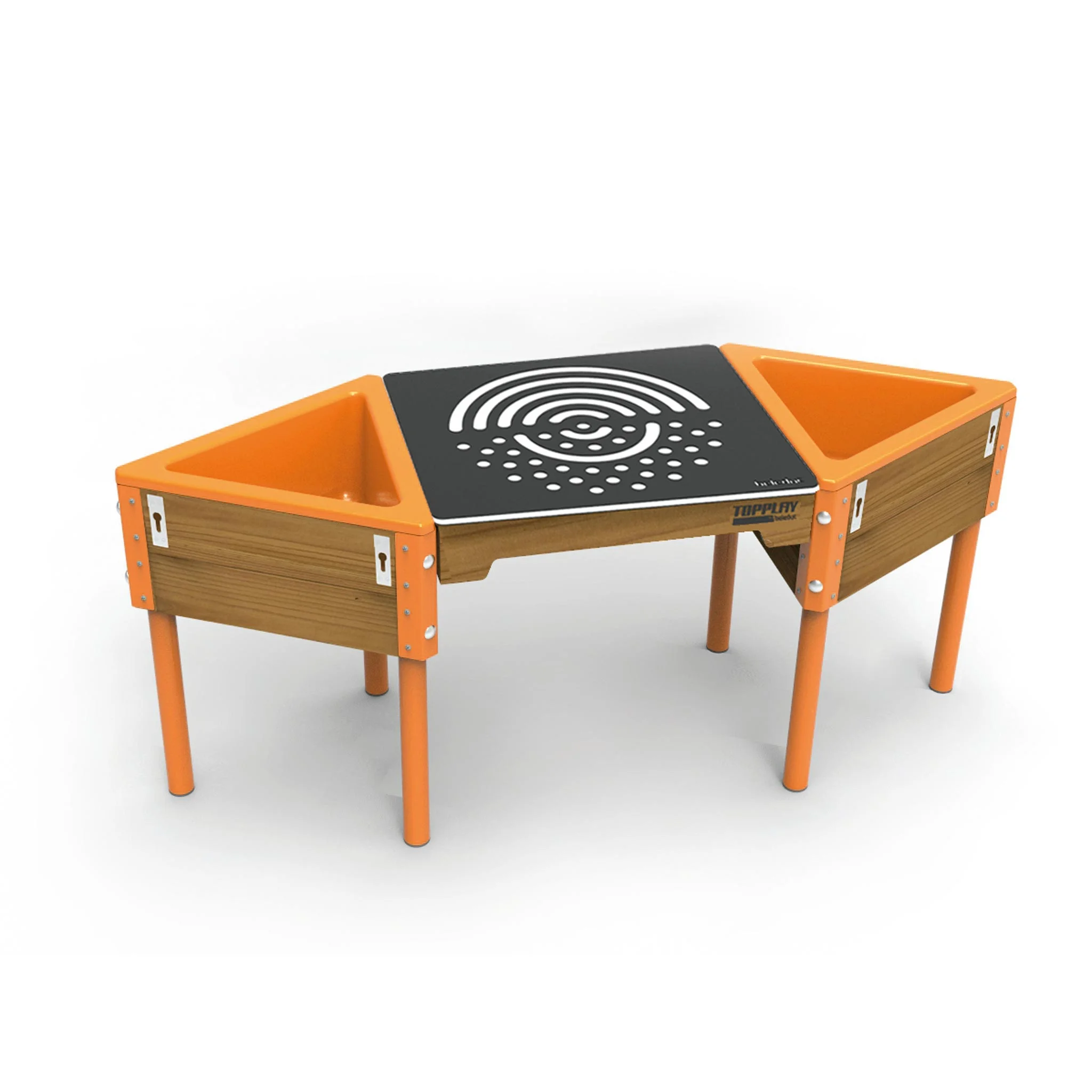 Kindertisch, Spieltisch, oranger Tisch, Metallbeine, beschichtete Oberfläche