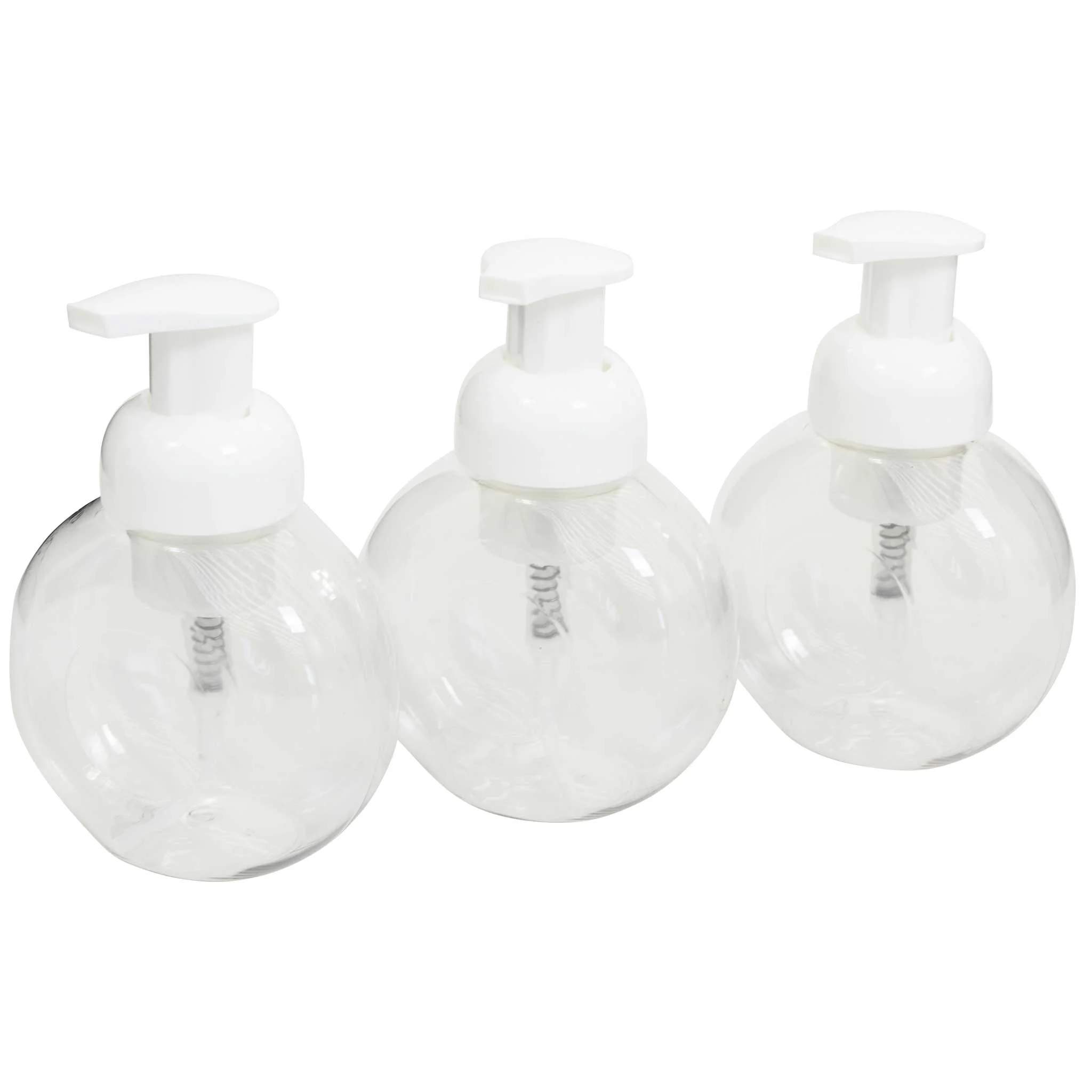 Seifenspender, Flaschen-Set, Kunststoff, Transparente Flaschen, Dreier-Set