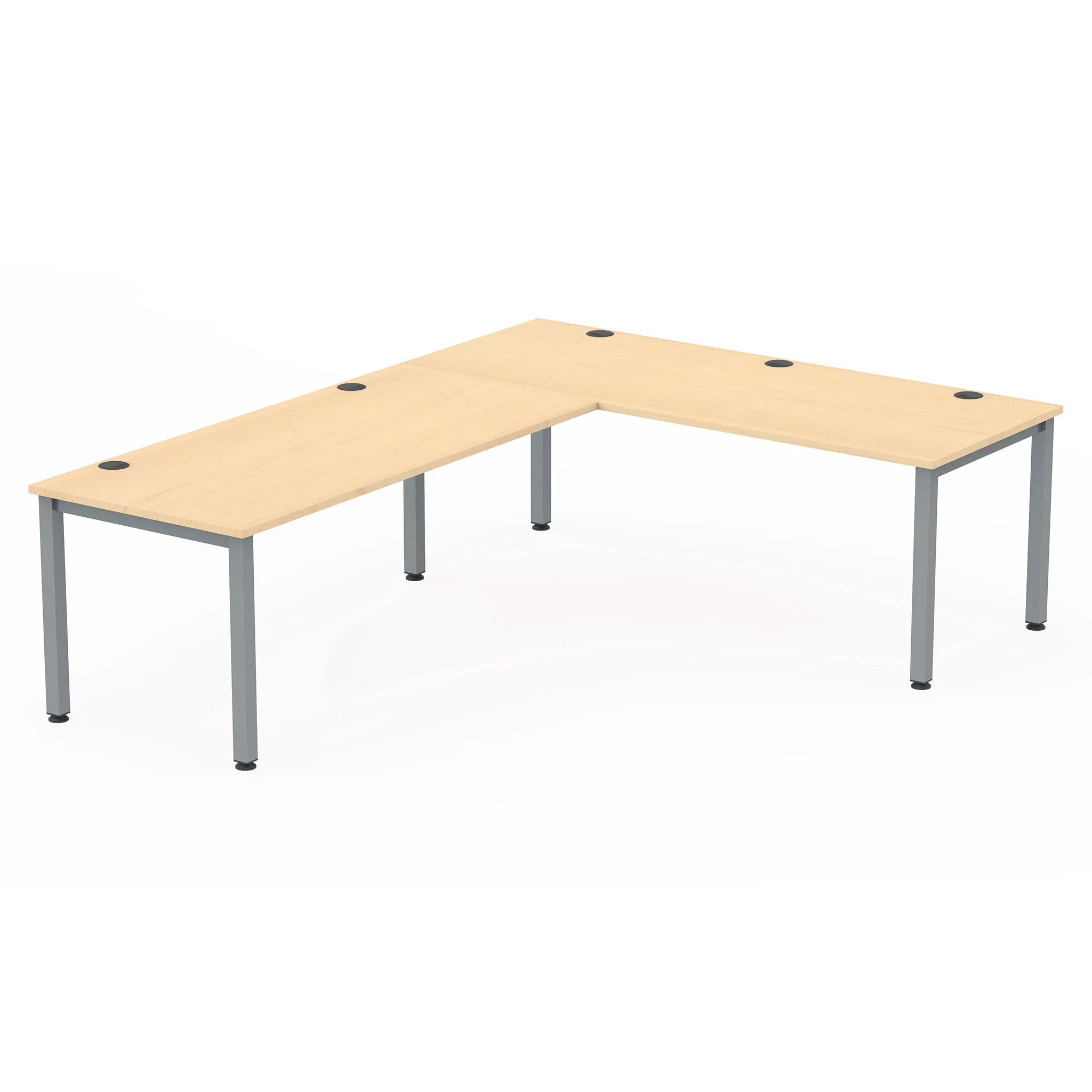 Flexeo® Schreibtisch, Breite: 200 cm, mit Anbau, Buche hell