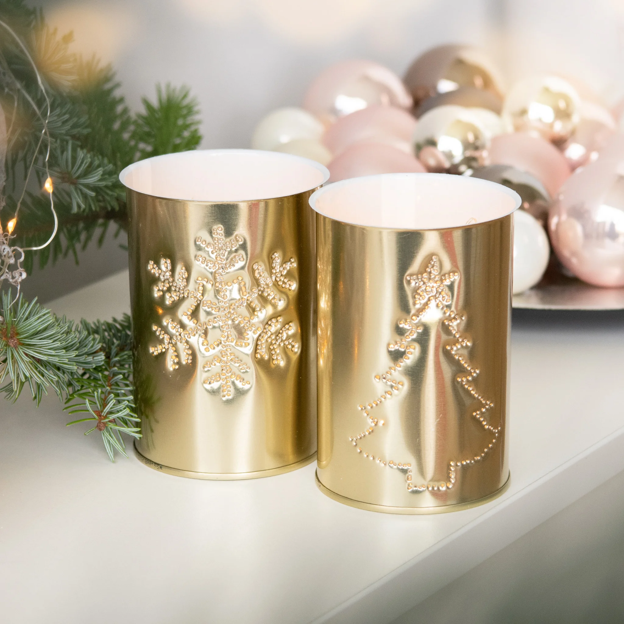 Kerzen, Gold, Weihnachten, Dekokerzen, Motiv-Schnittlinien