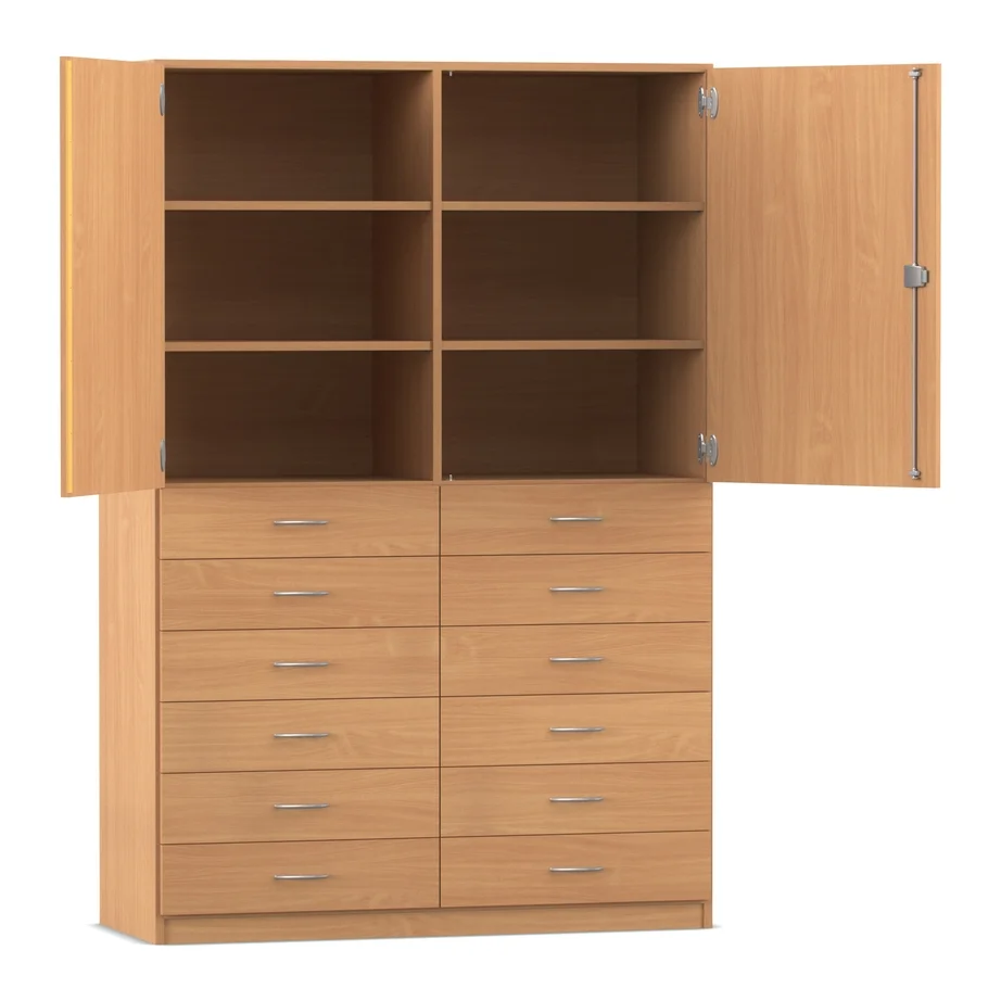Küchenschrank, Schrankwand, Hängeschrank, Eiche, Schubladen