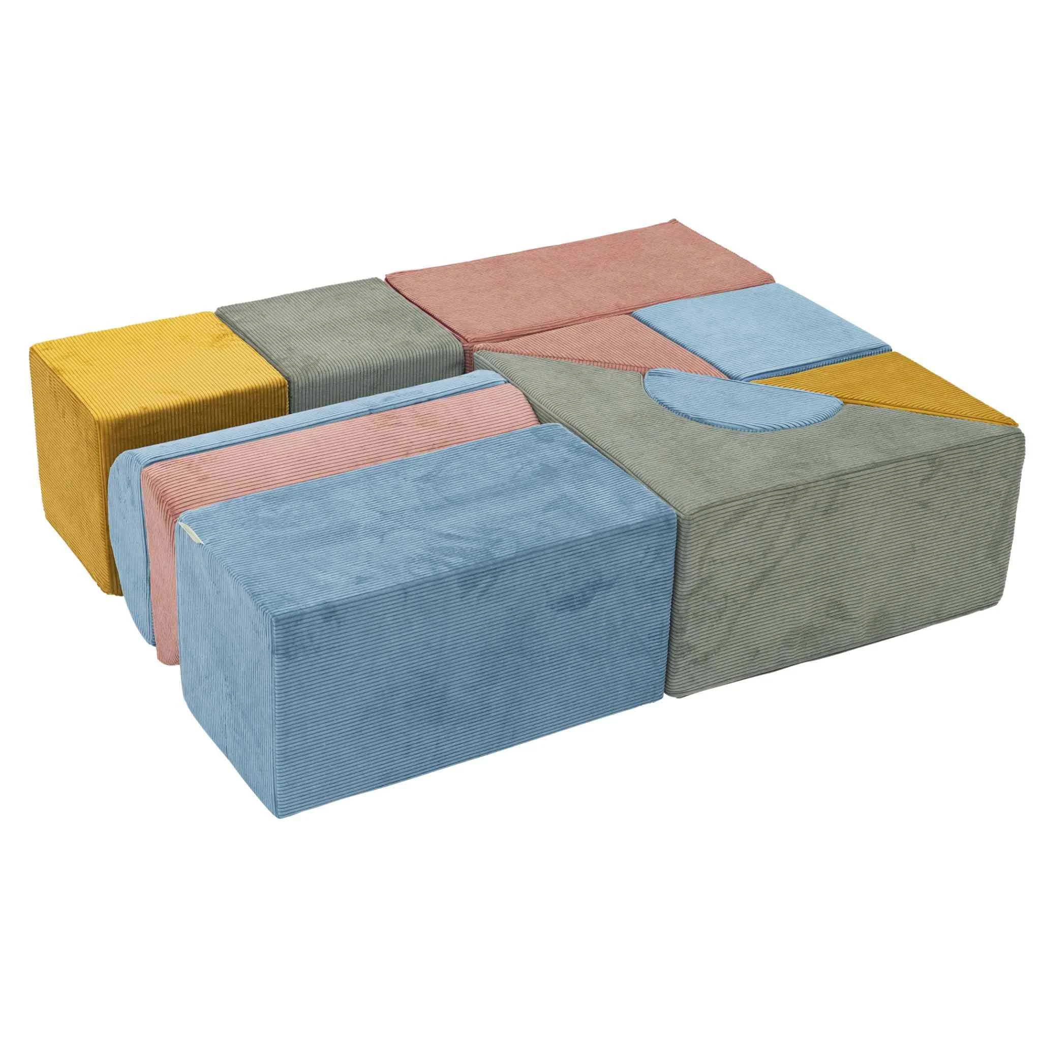 Modulares Sofa, Cordstoff, Mehrfarbig, Bausteinform, Sitzmöbel
