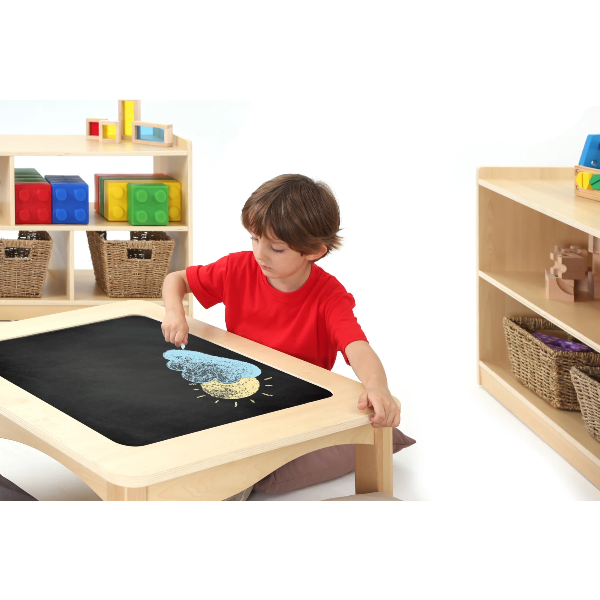 Kinder-Tisch, Schiefertafel, Kreidezeichnung, Spielzimmer, Holztisch