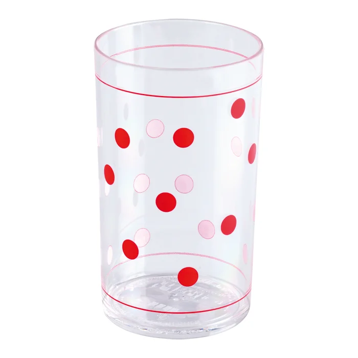 glas, Becher, randlos, durchsichtig, Konfetti-Aufdruck