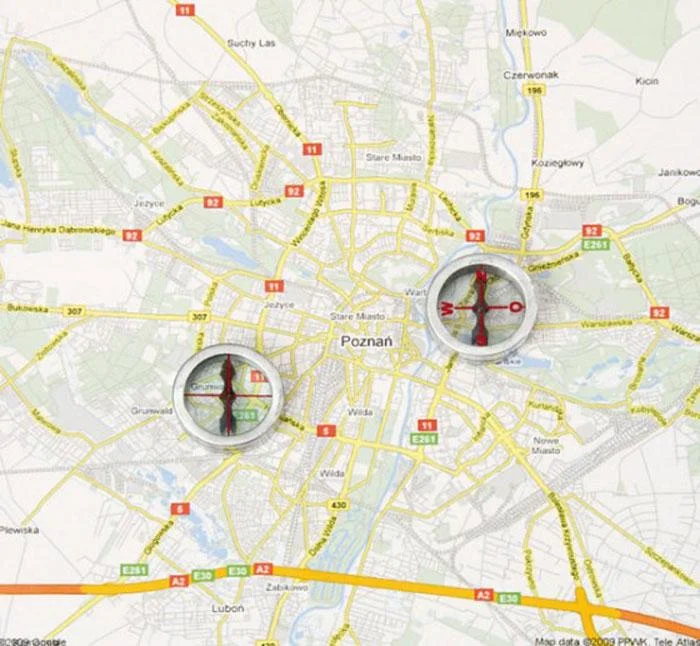 Karte, Stadt, Poznań, Markierung, Kreis