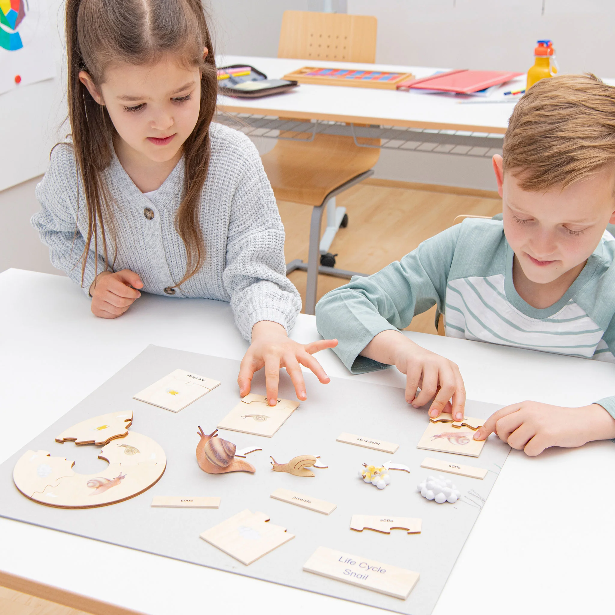 Holzpuzzle, Schnecke, Lernspiel, Kinderwerkstatt, Puzzlebausteine